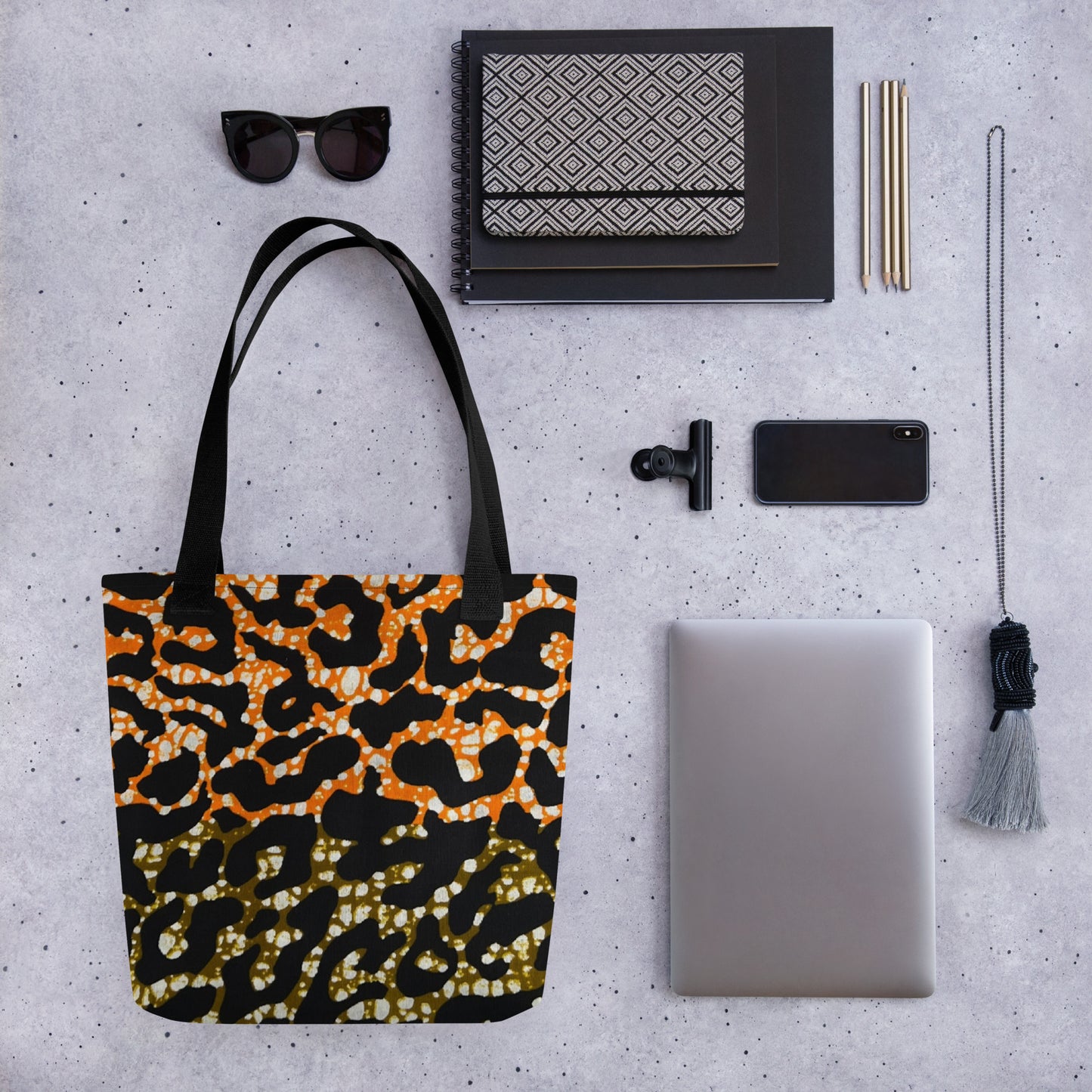 Green Orange Leopard Tote Bag