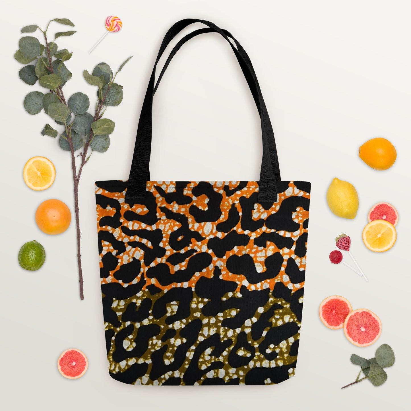 Green Orange Leopard Tote Bag