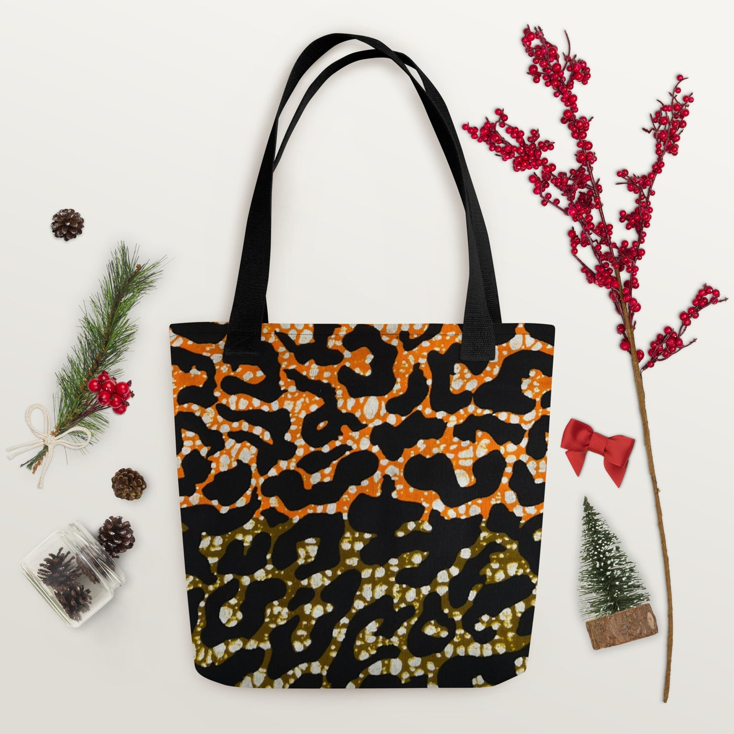 Green Orange Leopard Tote Bag