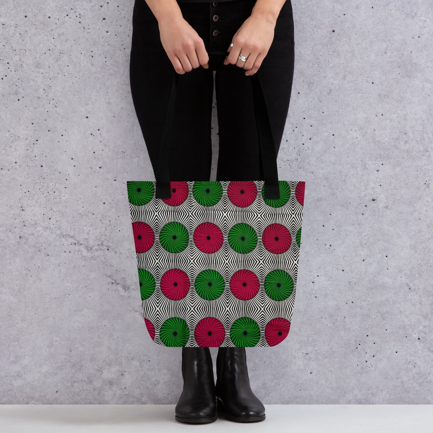 Red Green Circles Tote Bag