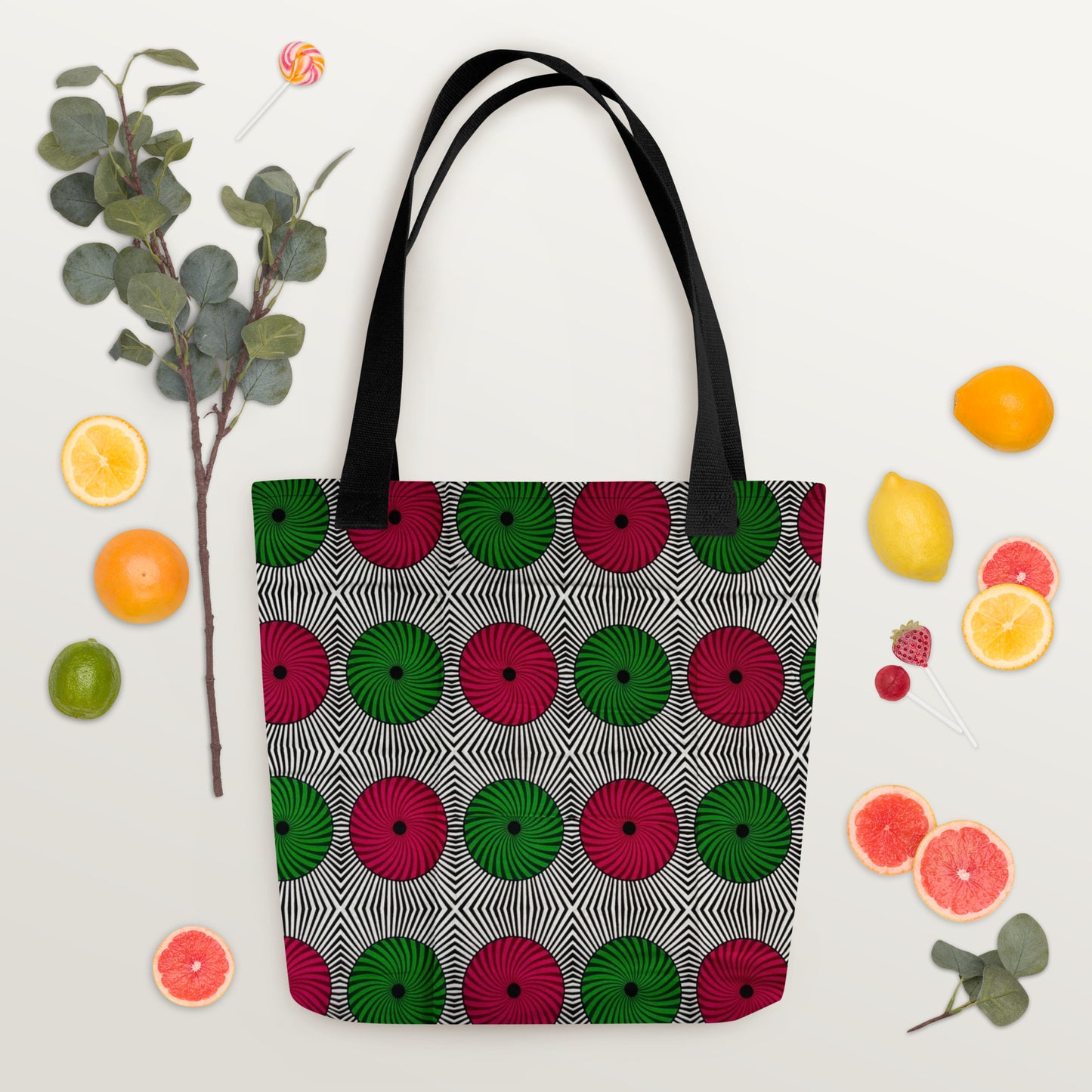 Red Green Circles Tote Bag