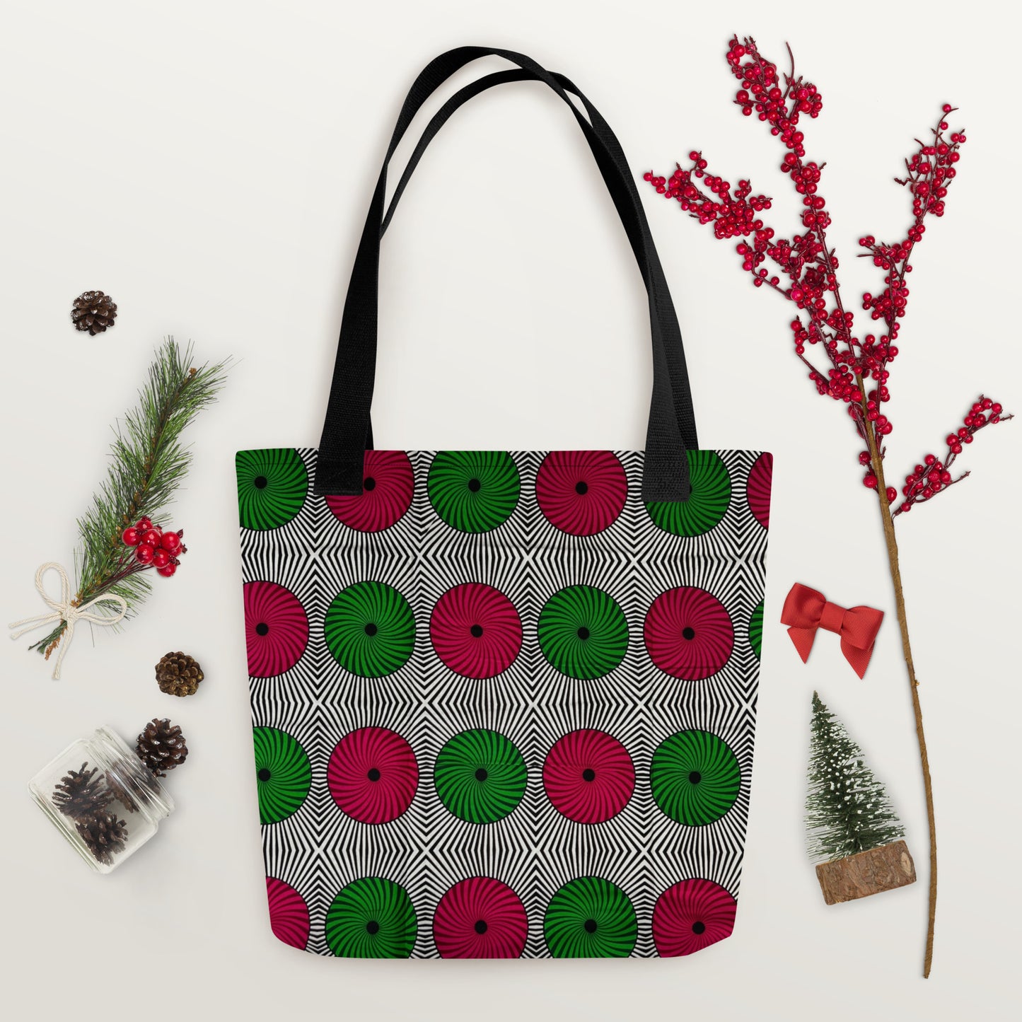 Red Green Circles Tote Bag