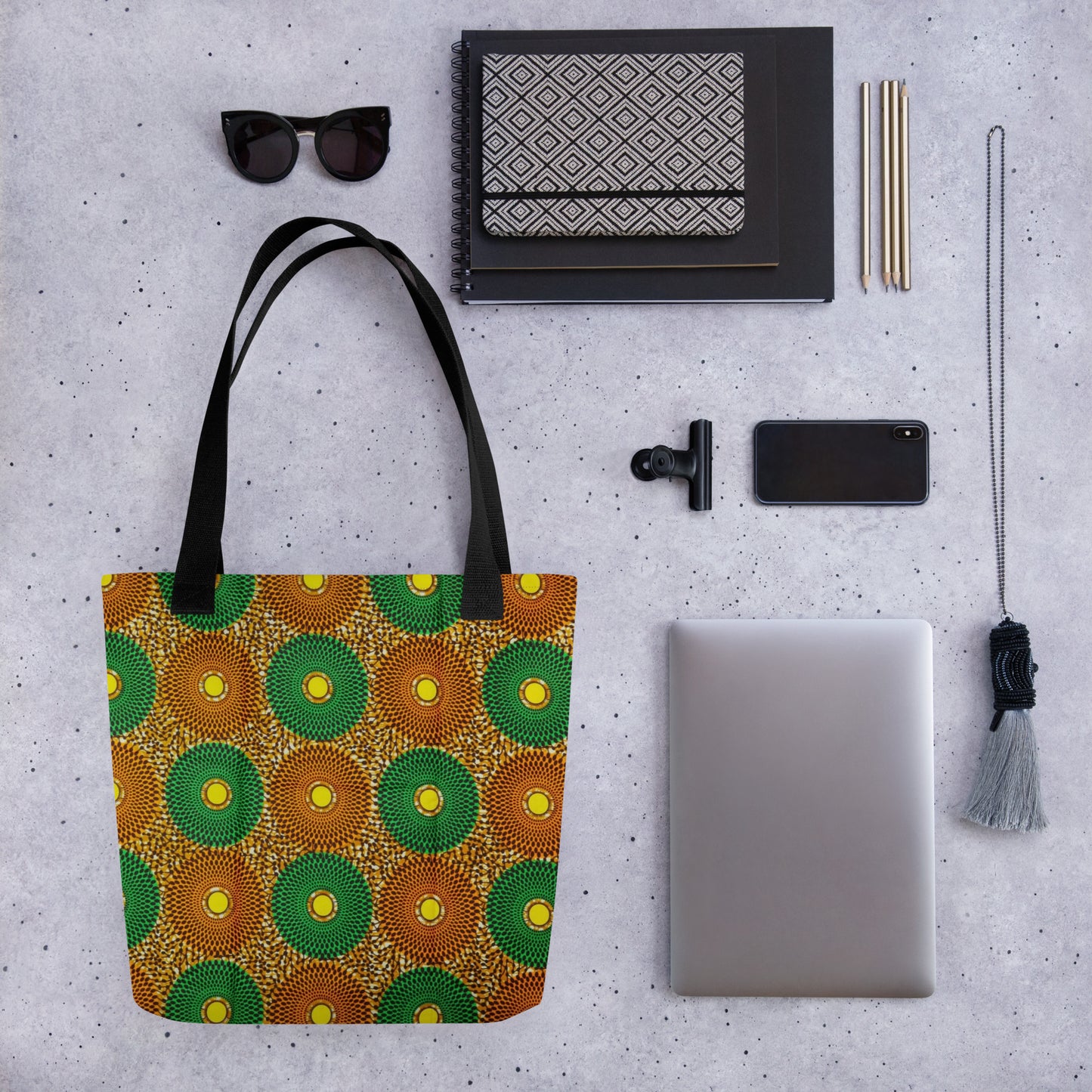 Green Peach Circles Tote Bag