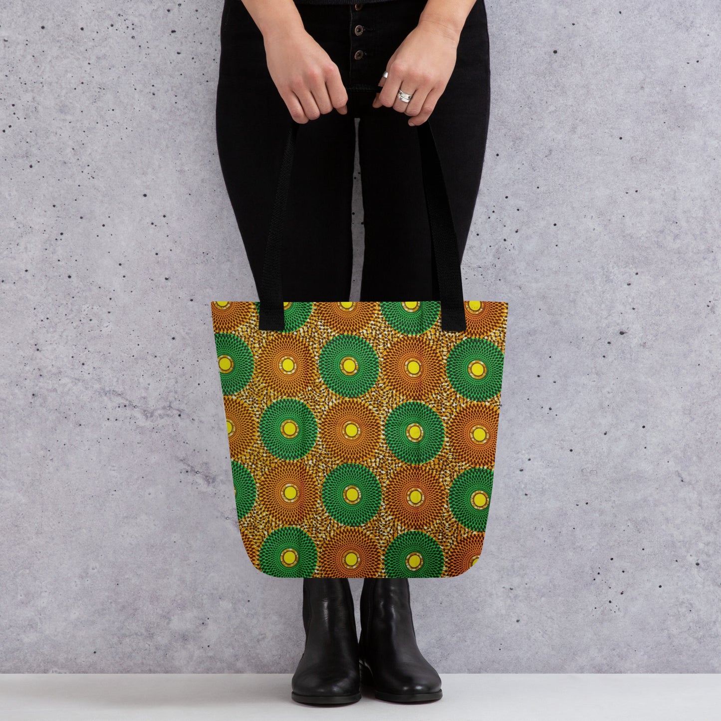 Green Peach Circles Tote Bag