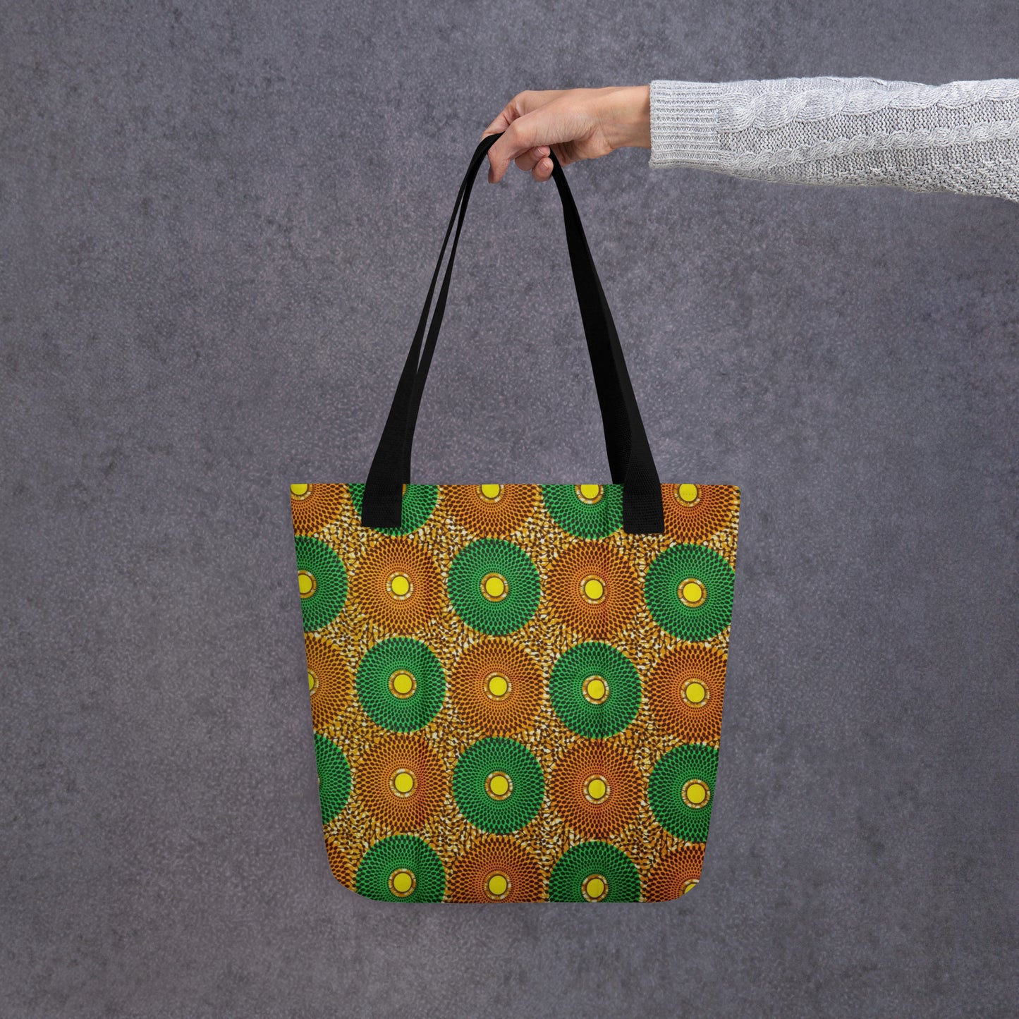 Green Peach Circles Tote Bag