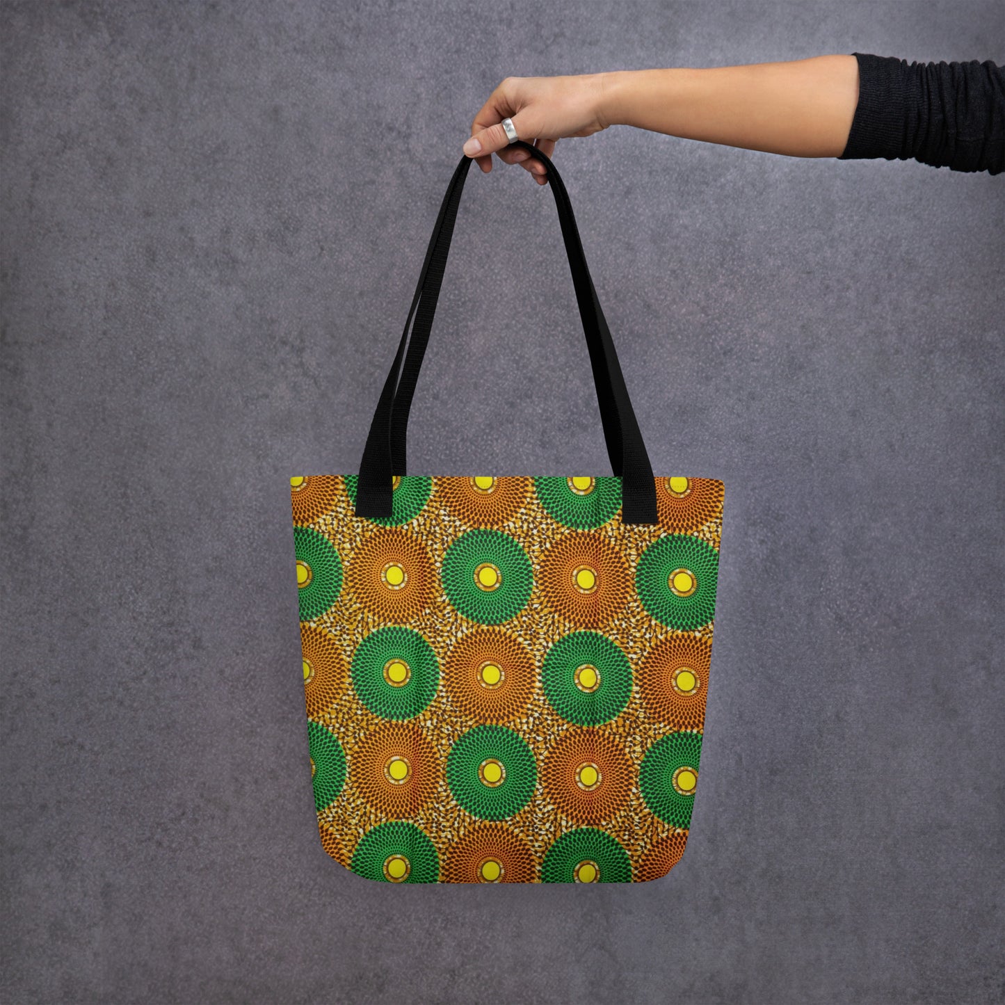 Green Peach Circles Tote Bag