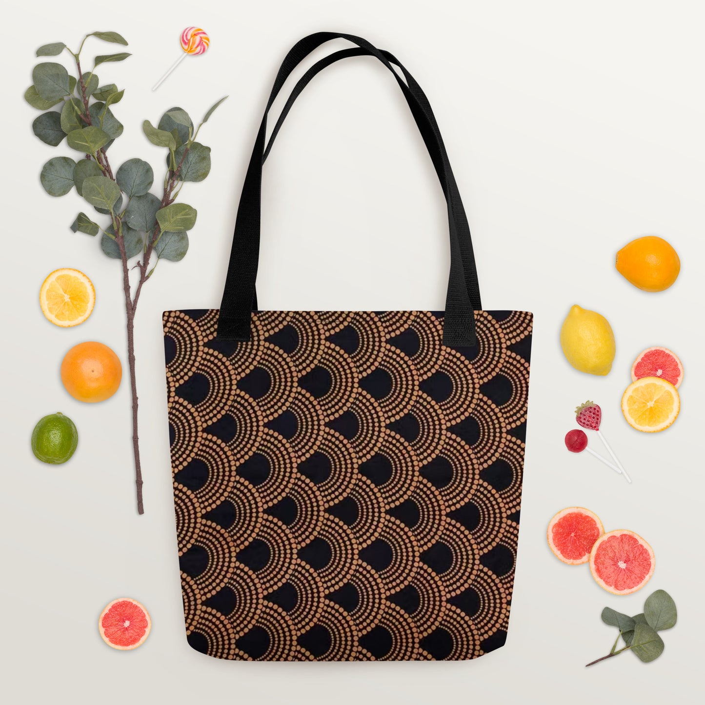 Brown Abstract Tote Bag