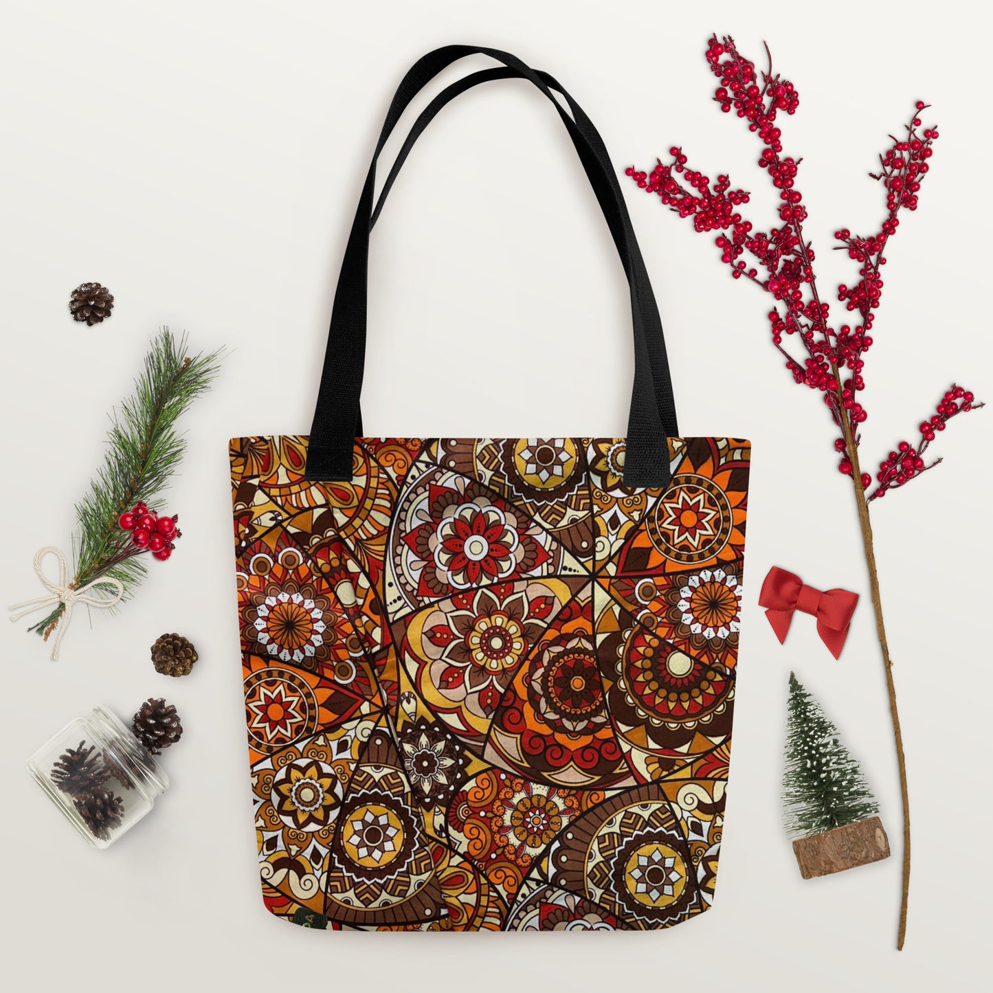 Multicolour Brown Tote Bag