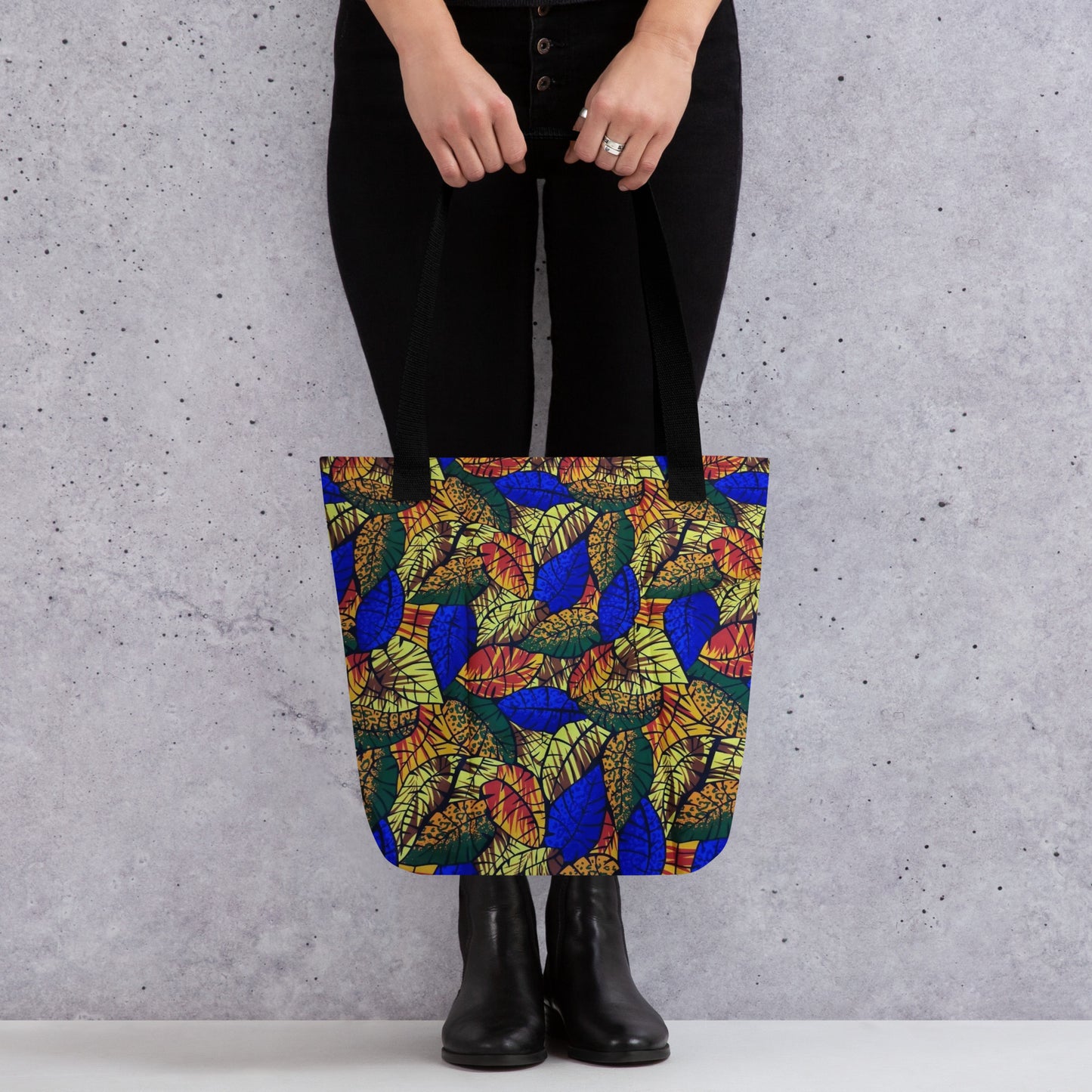 Multicolour Blue Leaf Tote Bag