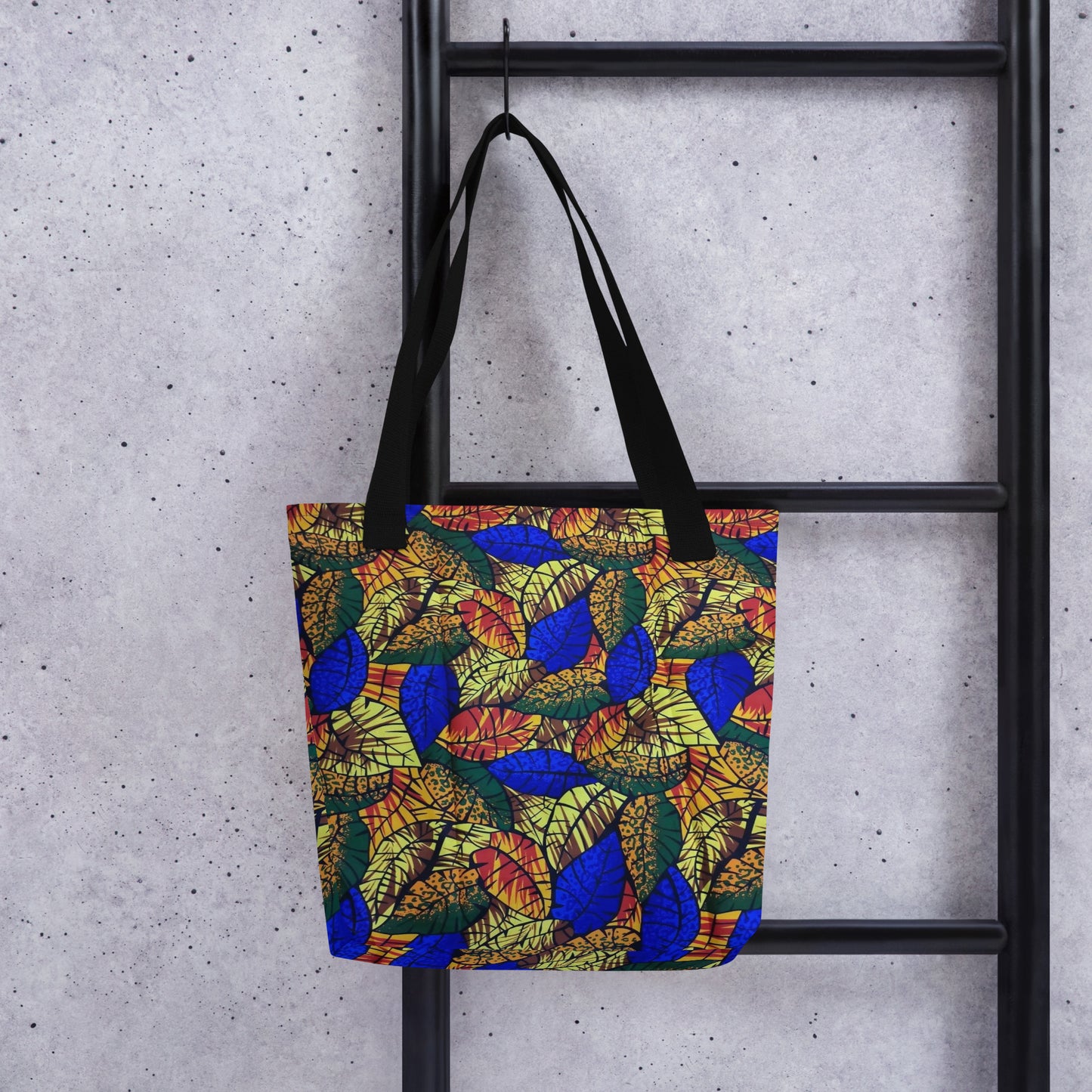 Multicolour Blue Leaf Tote Bag