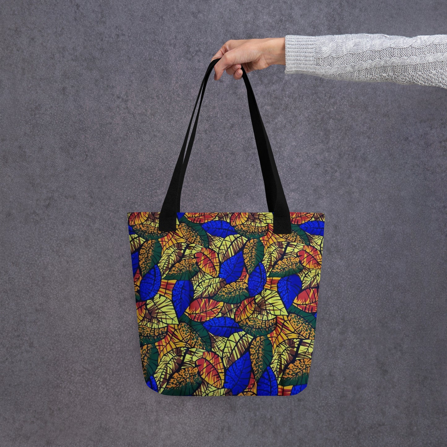 Multicolour Blue Leaf Tote Bag