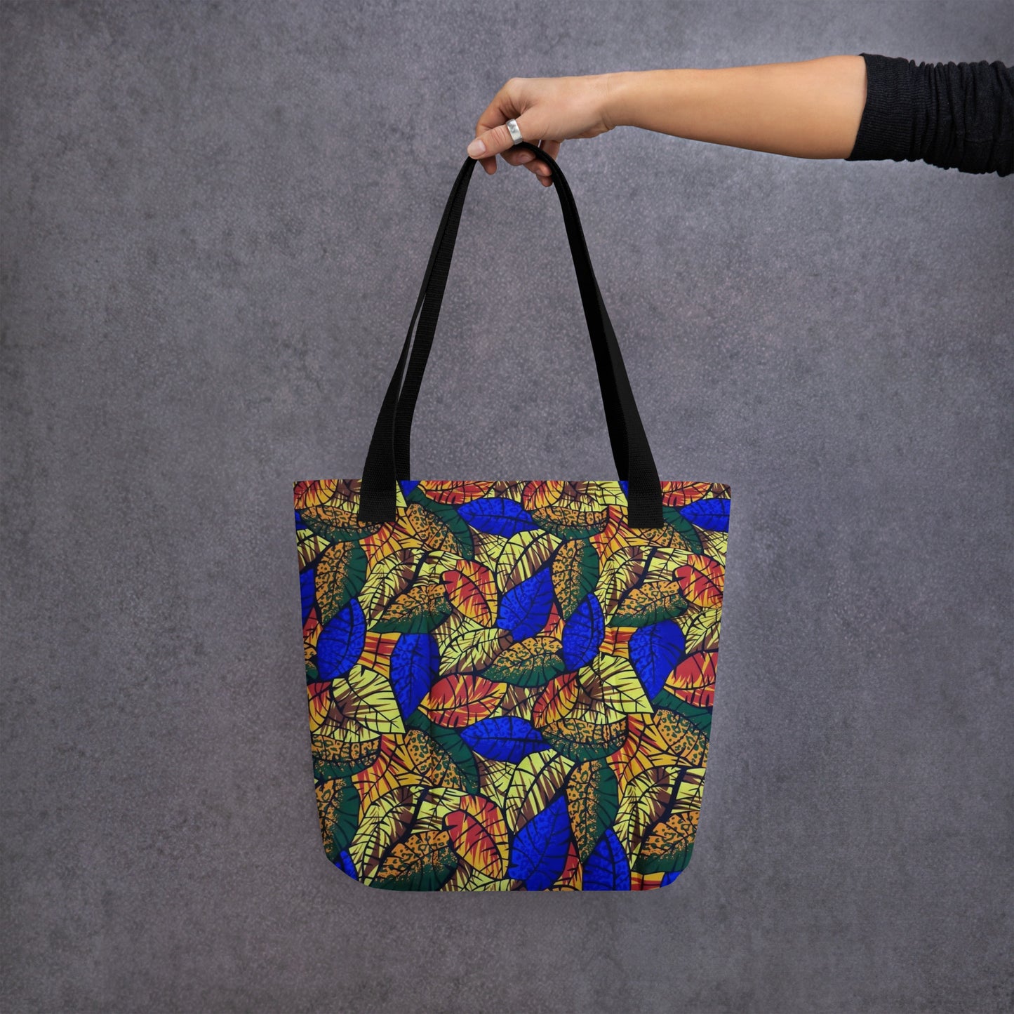 Multicolour Blue Leaf Tote Bag