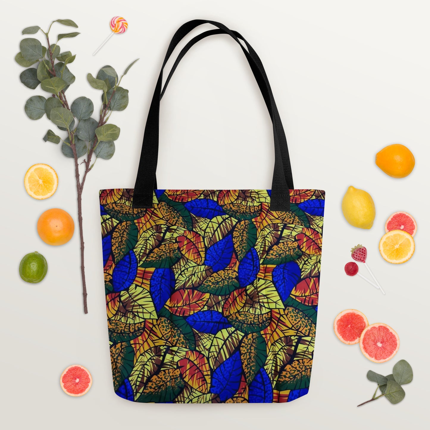 Multicolour Blue Leaf Tote Bag