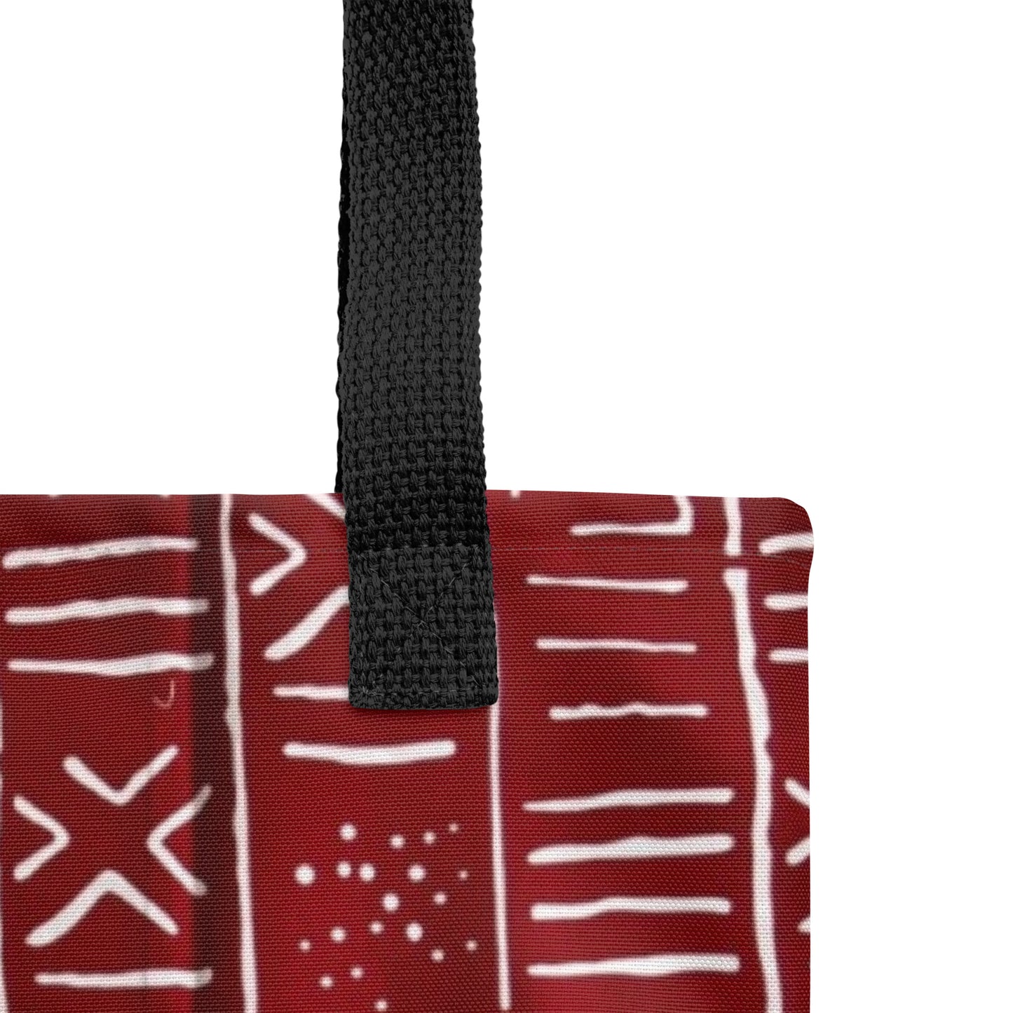 Red & White Print Tote Bag