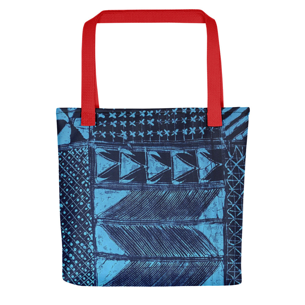 Black And Turquoise Shapes Adire Tote Bag