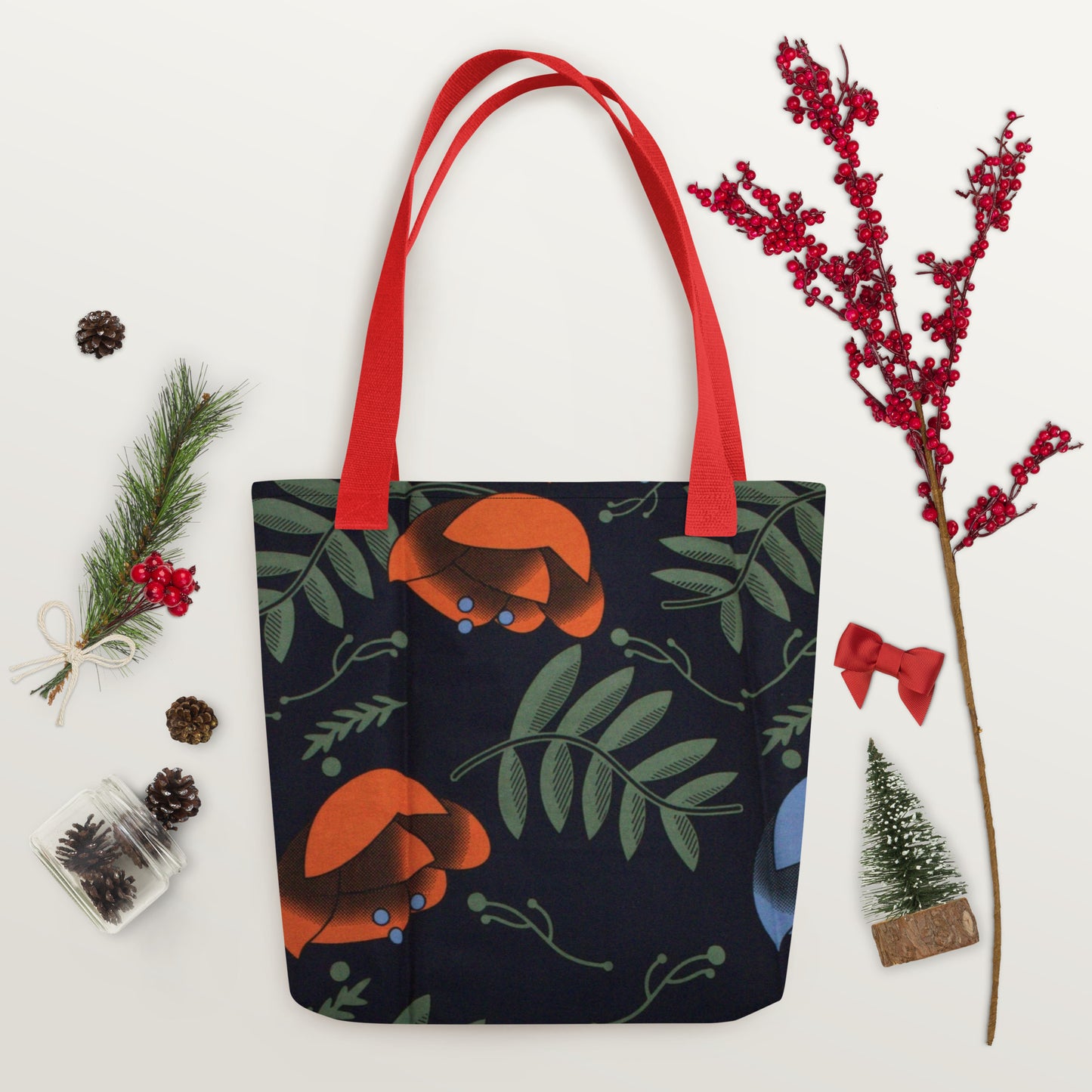 Winter Floral Tote Bag