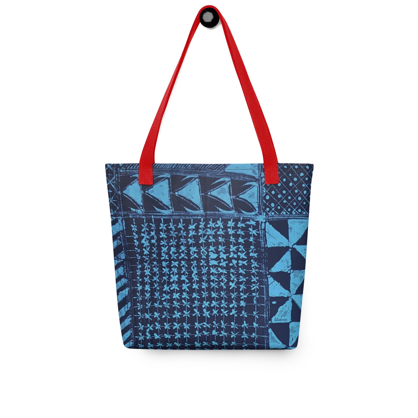 Black And Turquoise Shapes Adire Tote Bag