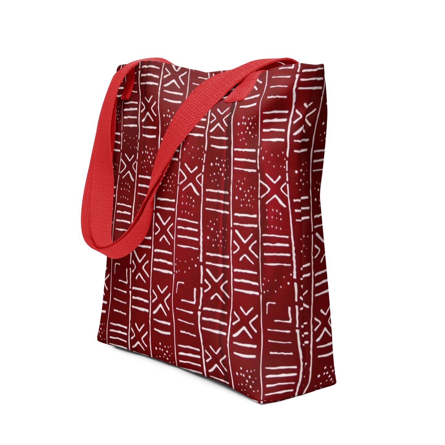 Red & White Print Tote Bag