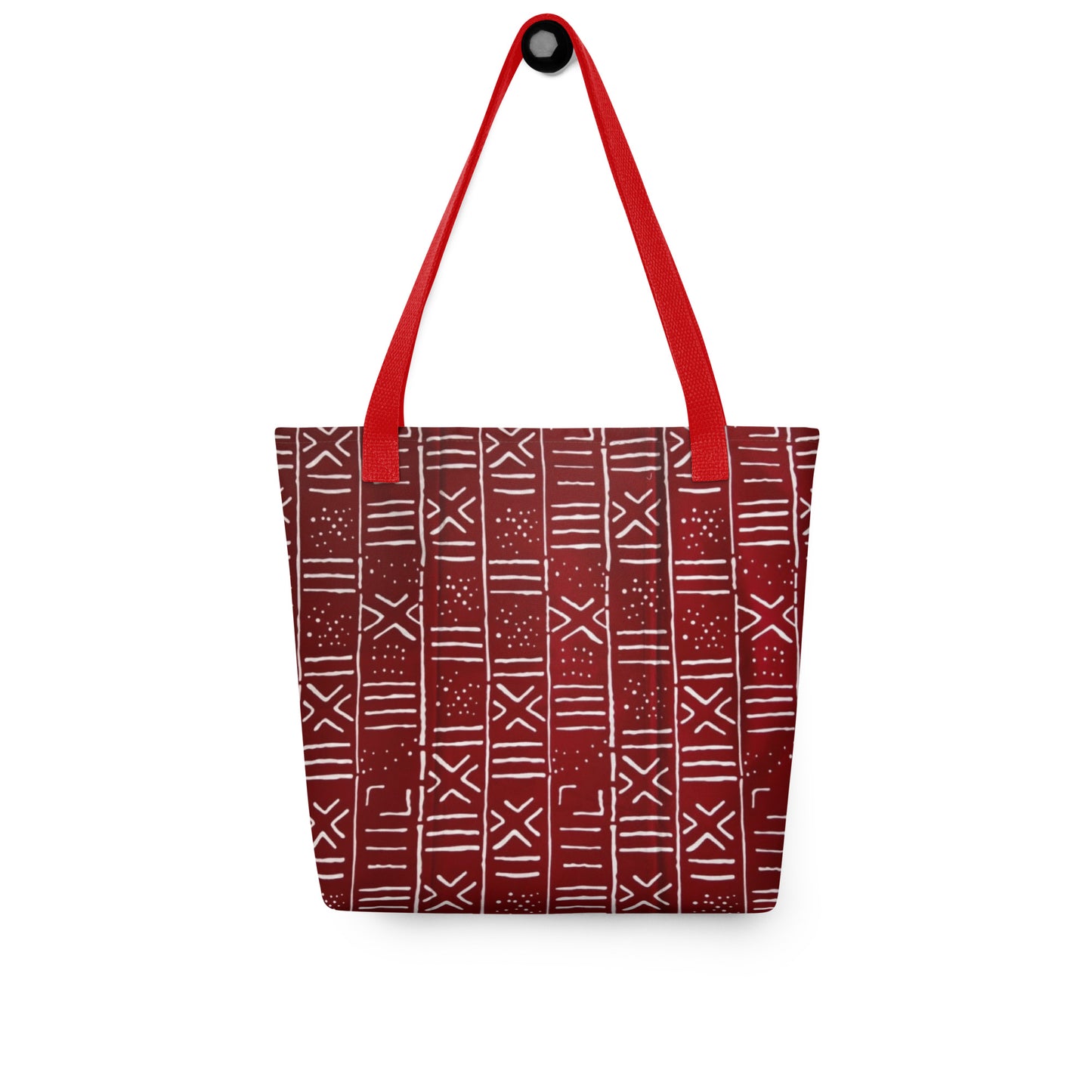 Red & White Print Tote Bag