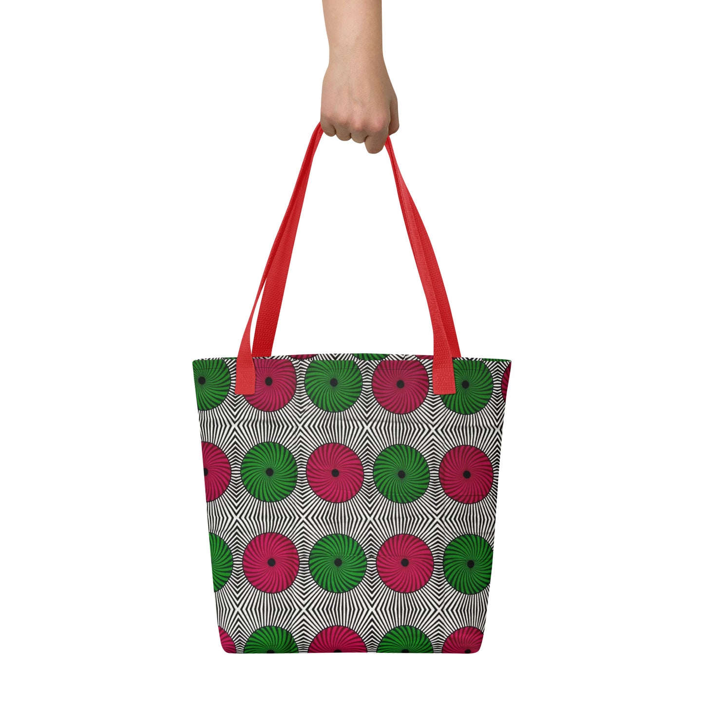 Red Green Circles Tote Bag