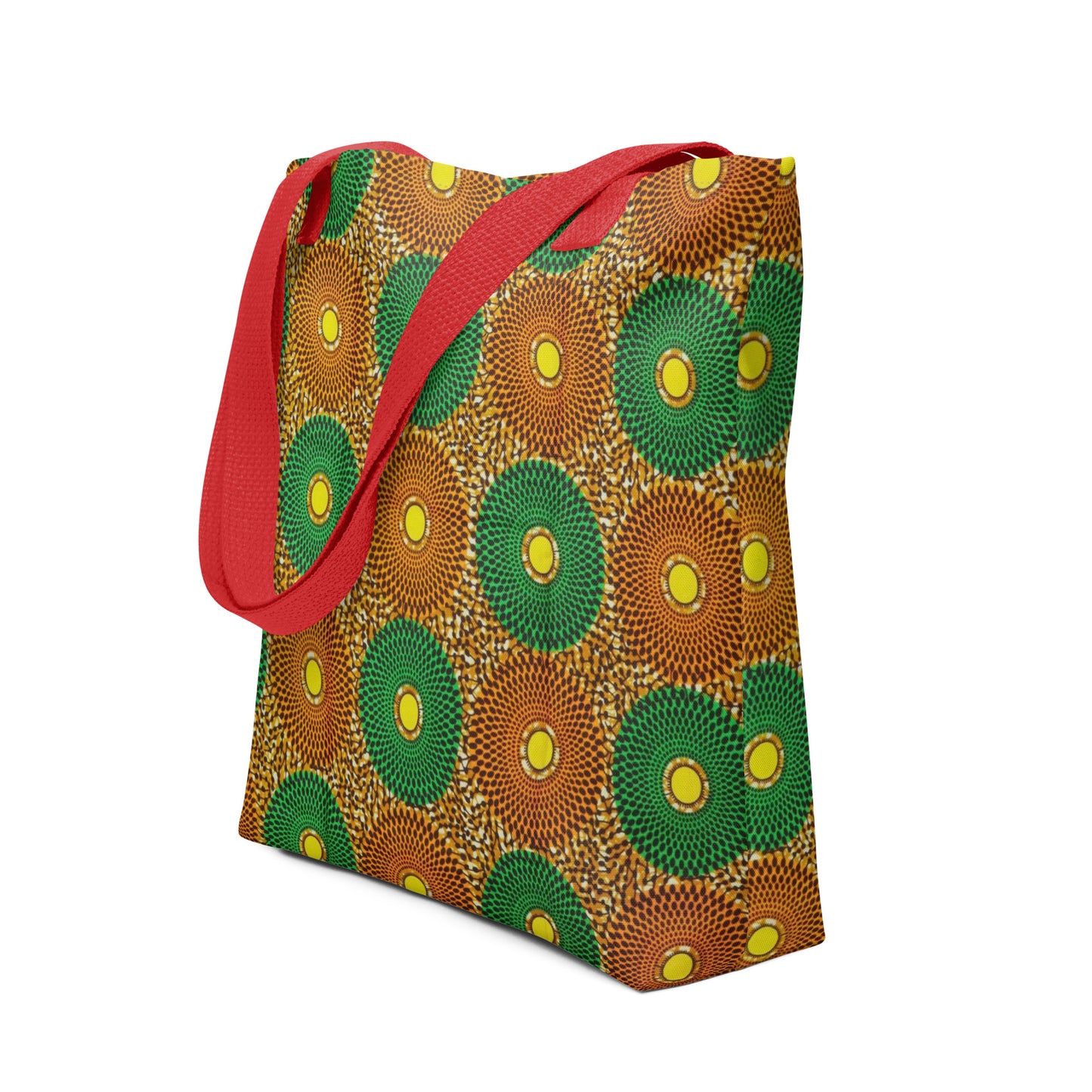 Green Peach Circles Tote Bag