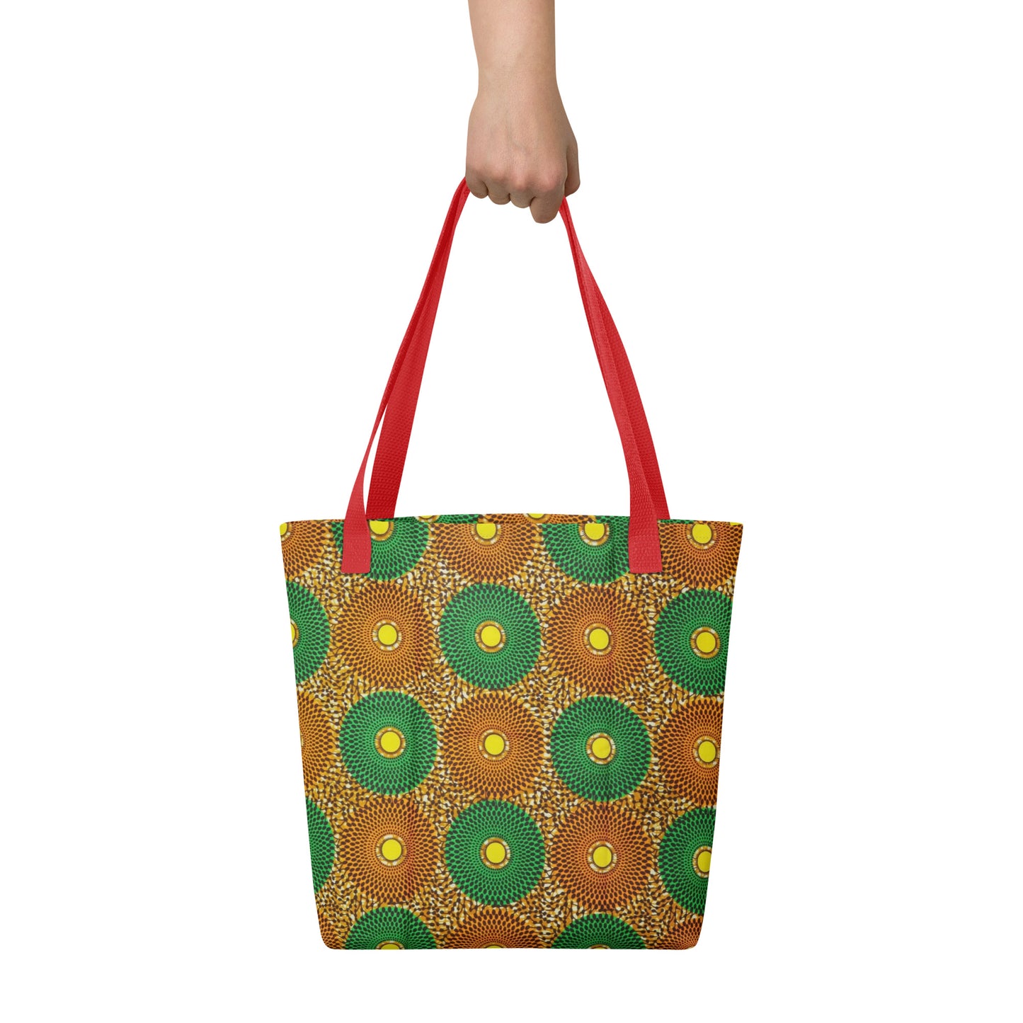 Green Peach Circles Tote Bag