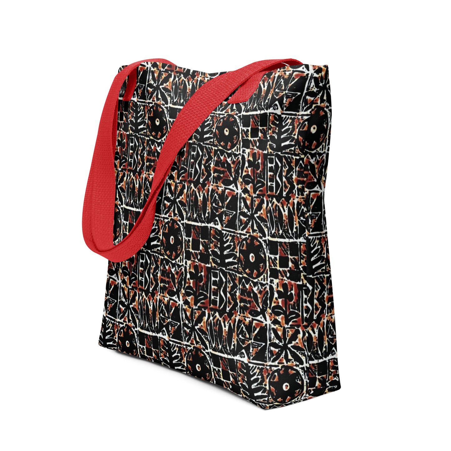 Red Abstract Adire Tote Bag