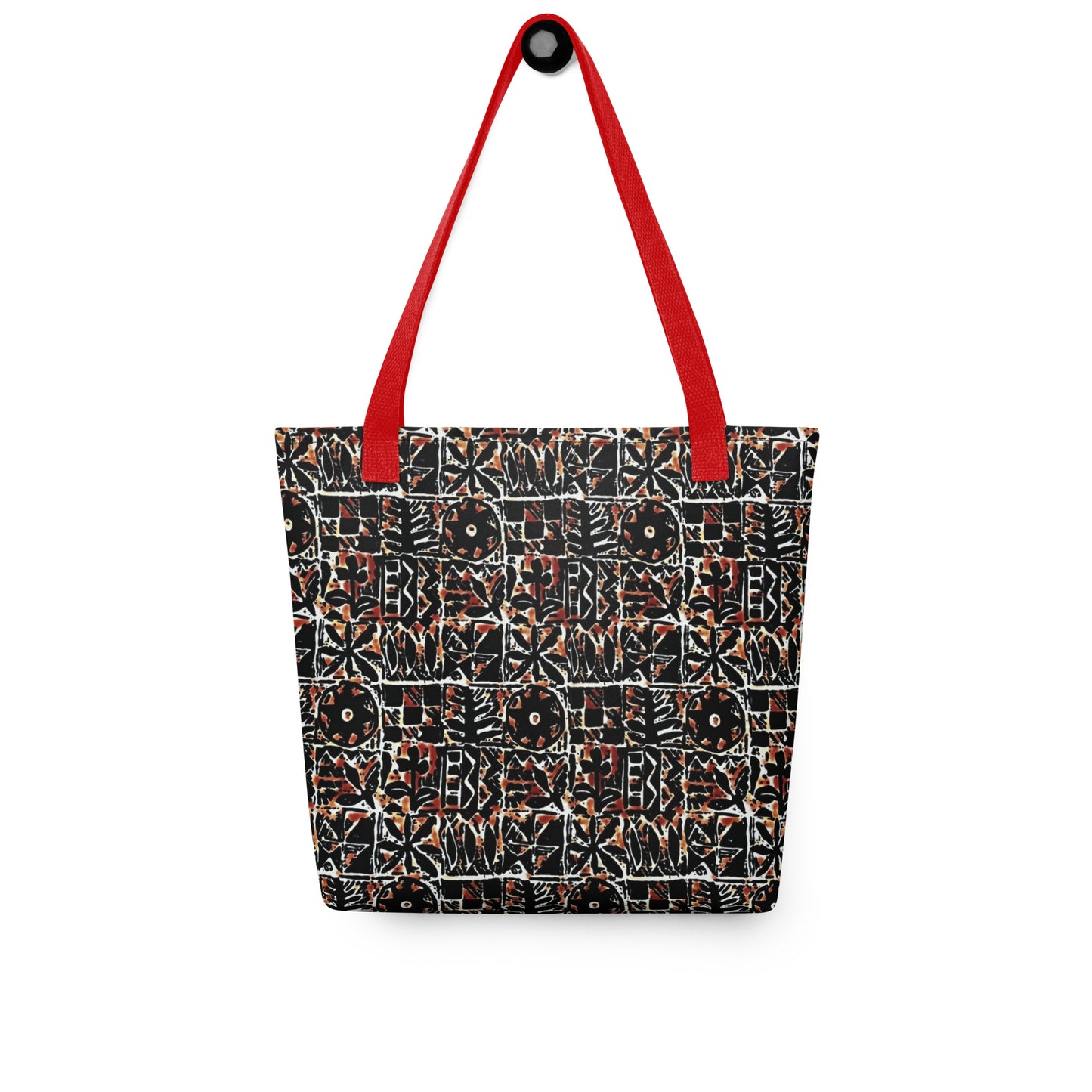 Red Abstract Adire Tote Bag