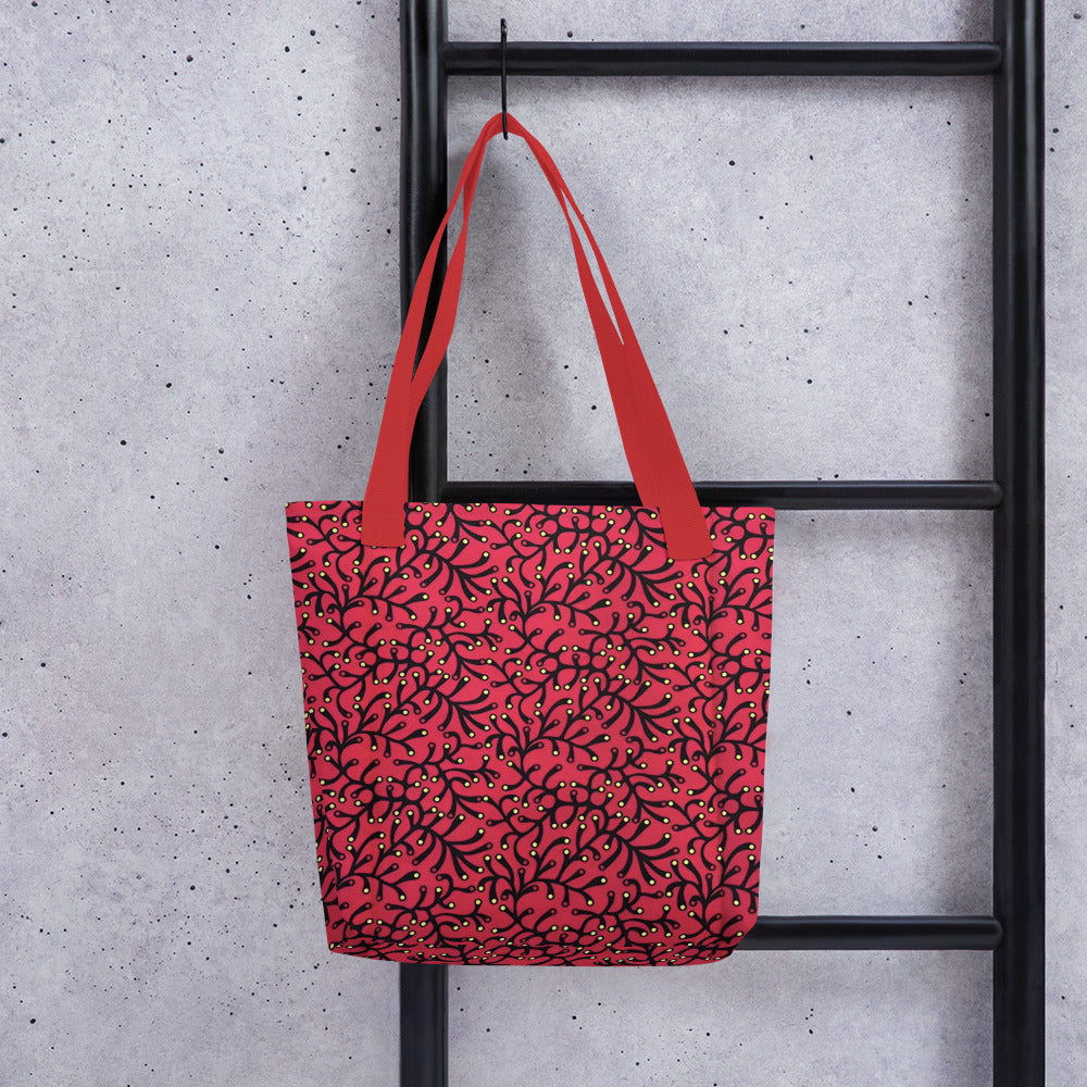 Red Ankara Tote Bag