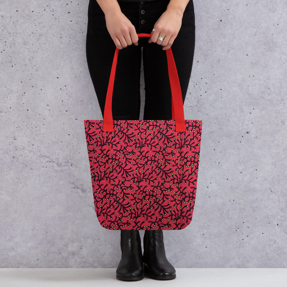 Red Ankara Tote Bag