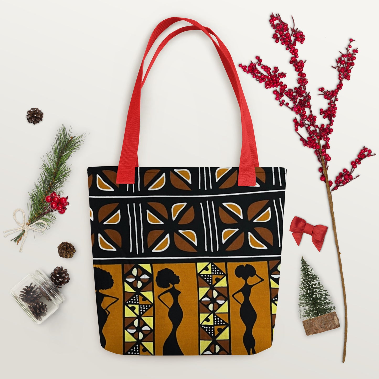 Ladies Black Brown Ankara Tote Bag