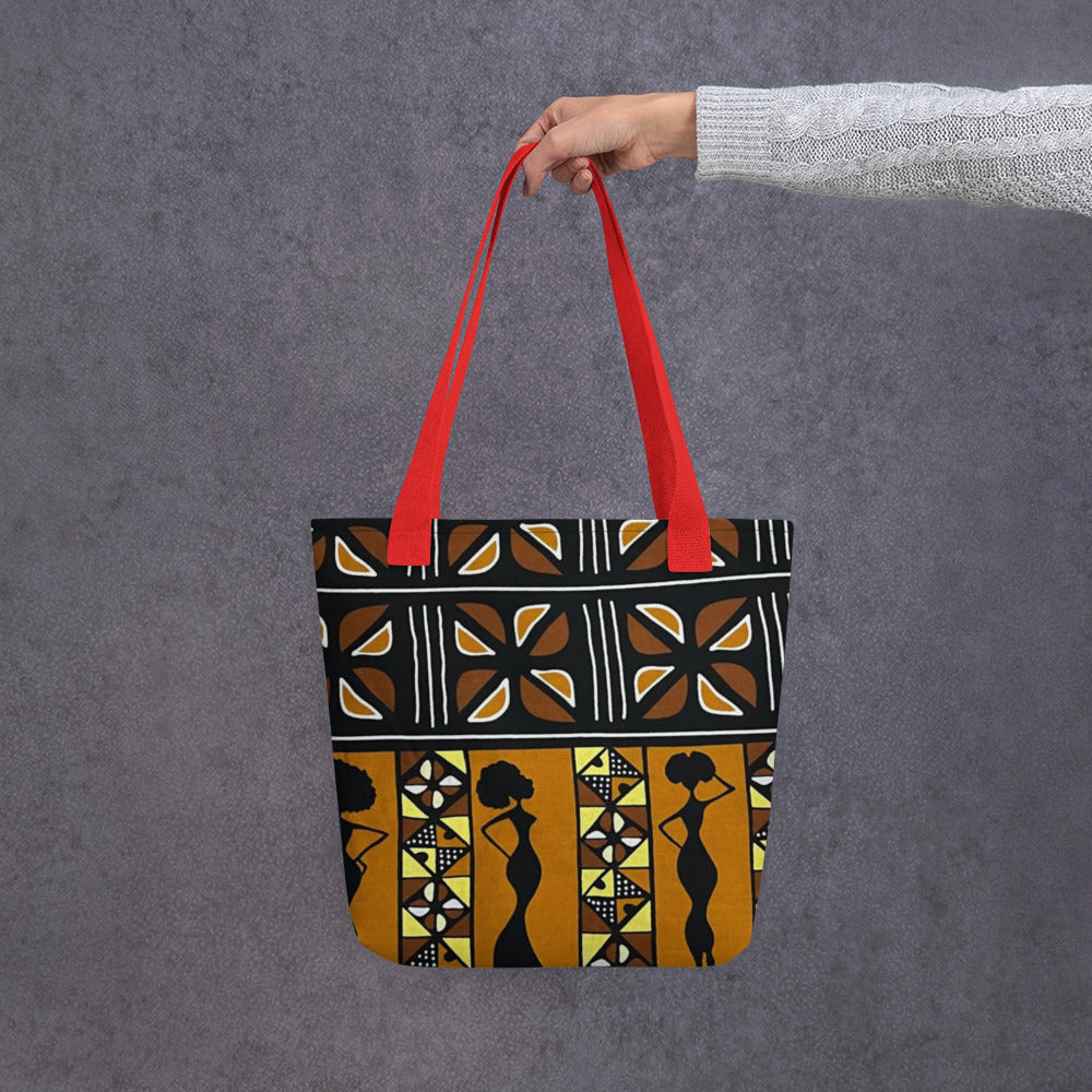 Ladies Black Brown Ankara Tote Bag