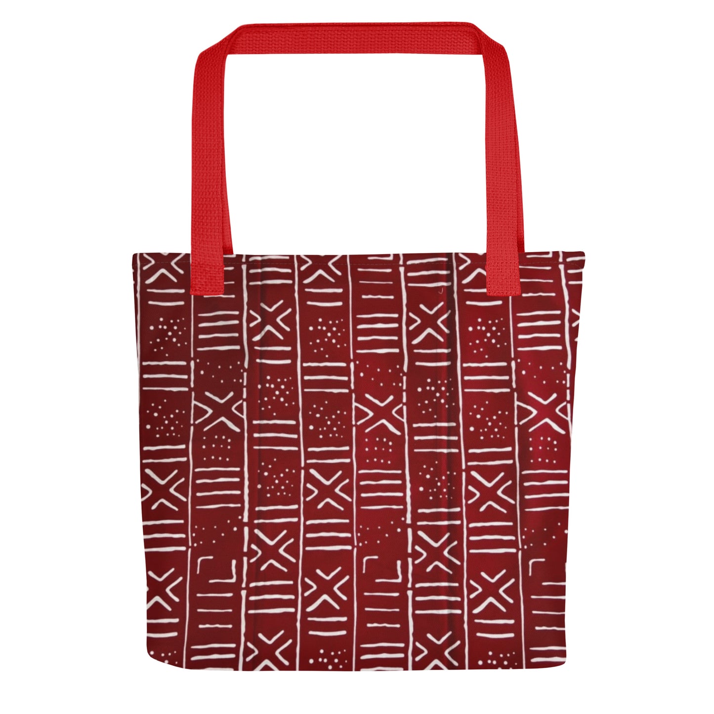 Red & White Print Tote Bag