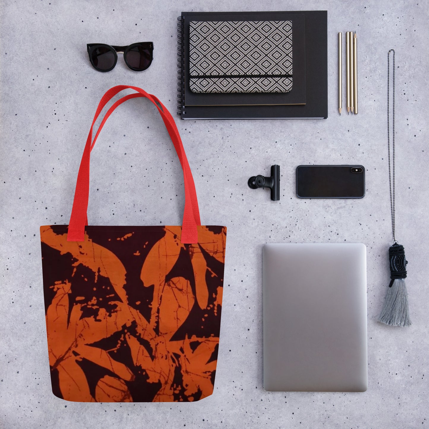 Orange Print Tote Bag