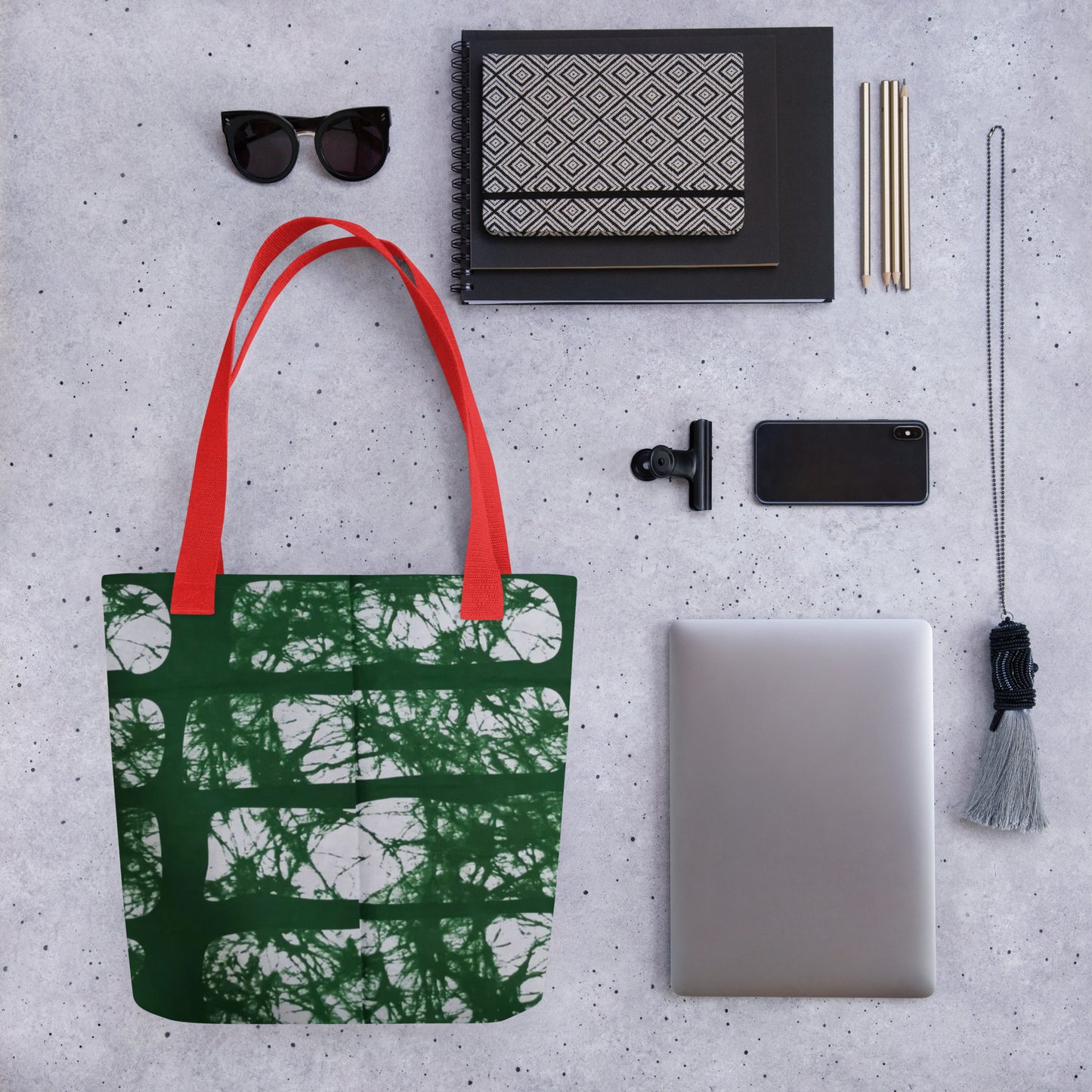 Green Print Tote Bag