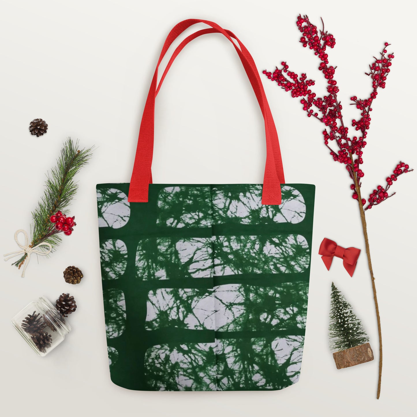 Green Print Tote Bag