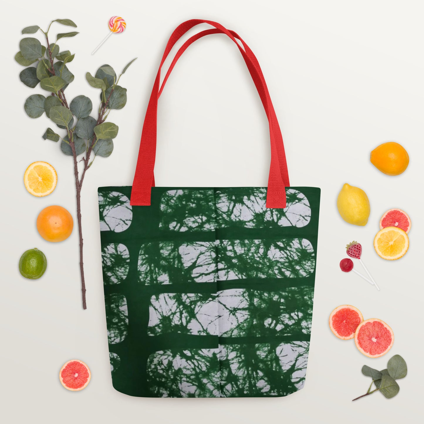 Green Print Tote Bag