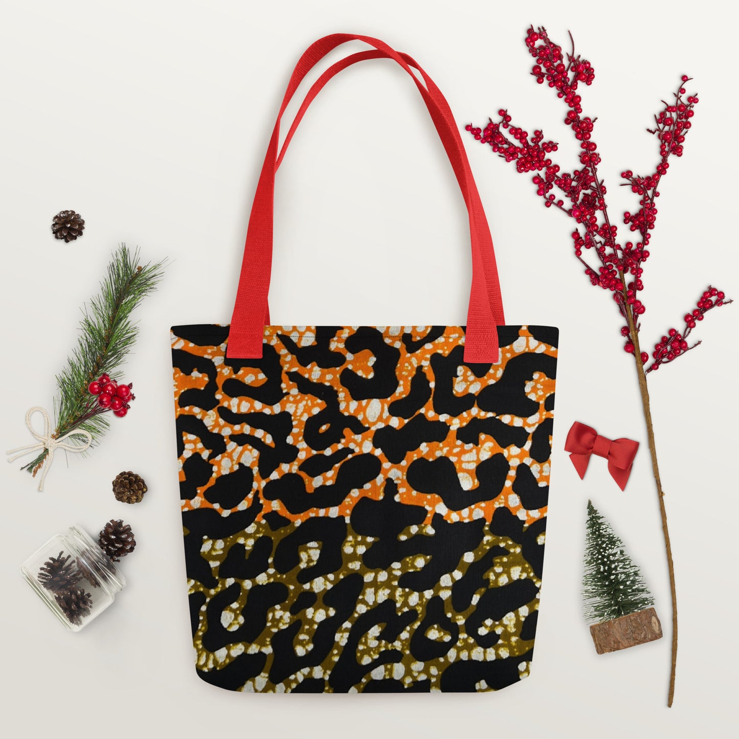 Green Orange Leopard Tote Bag