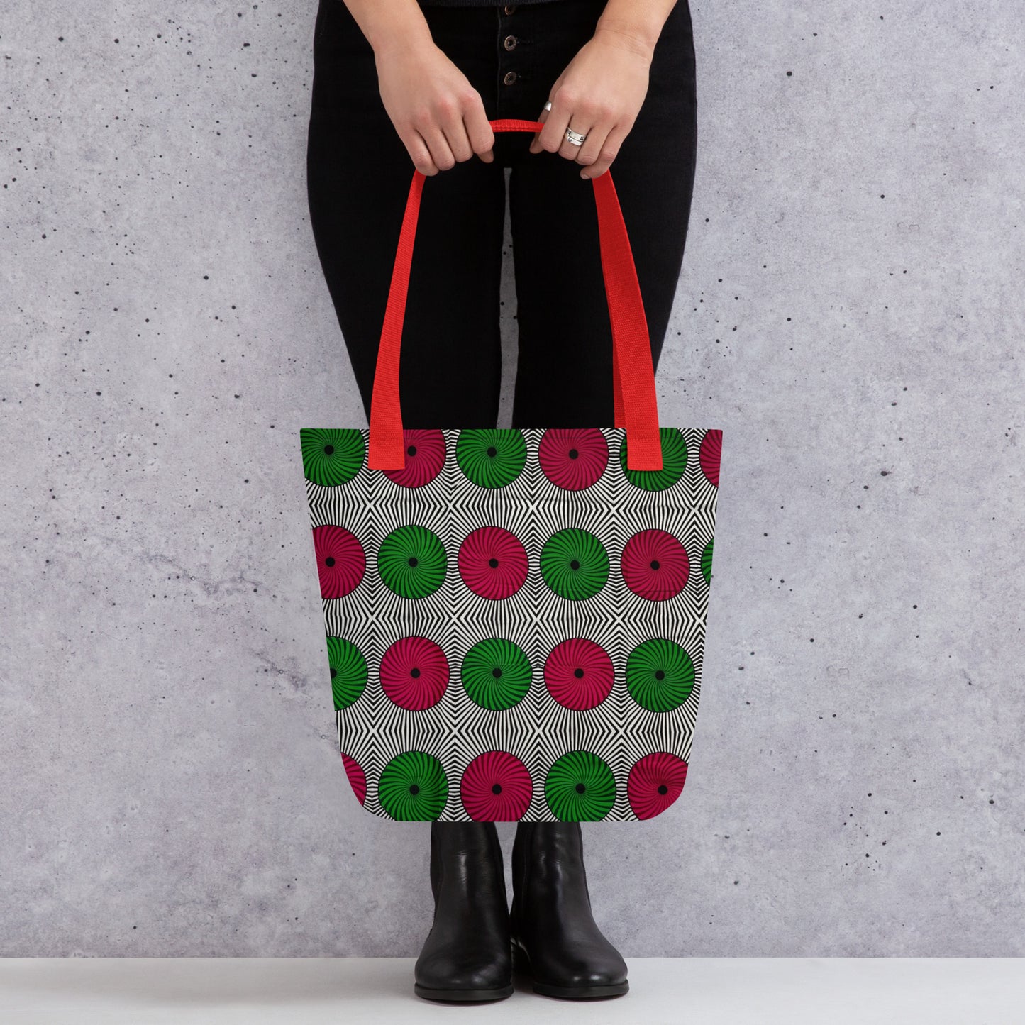 Red Green Circles Tote Bag