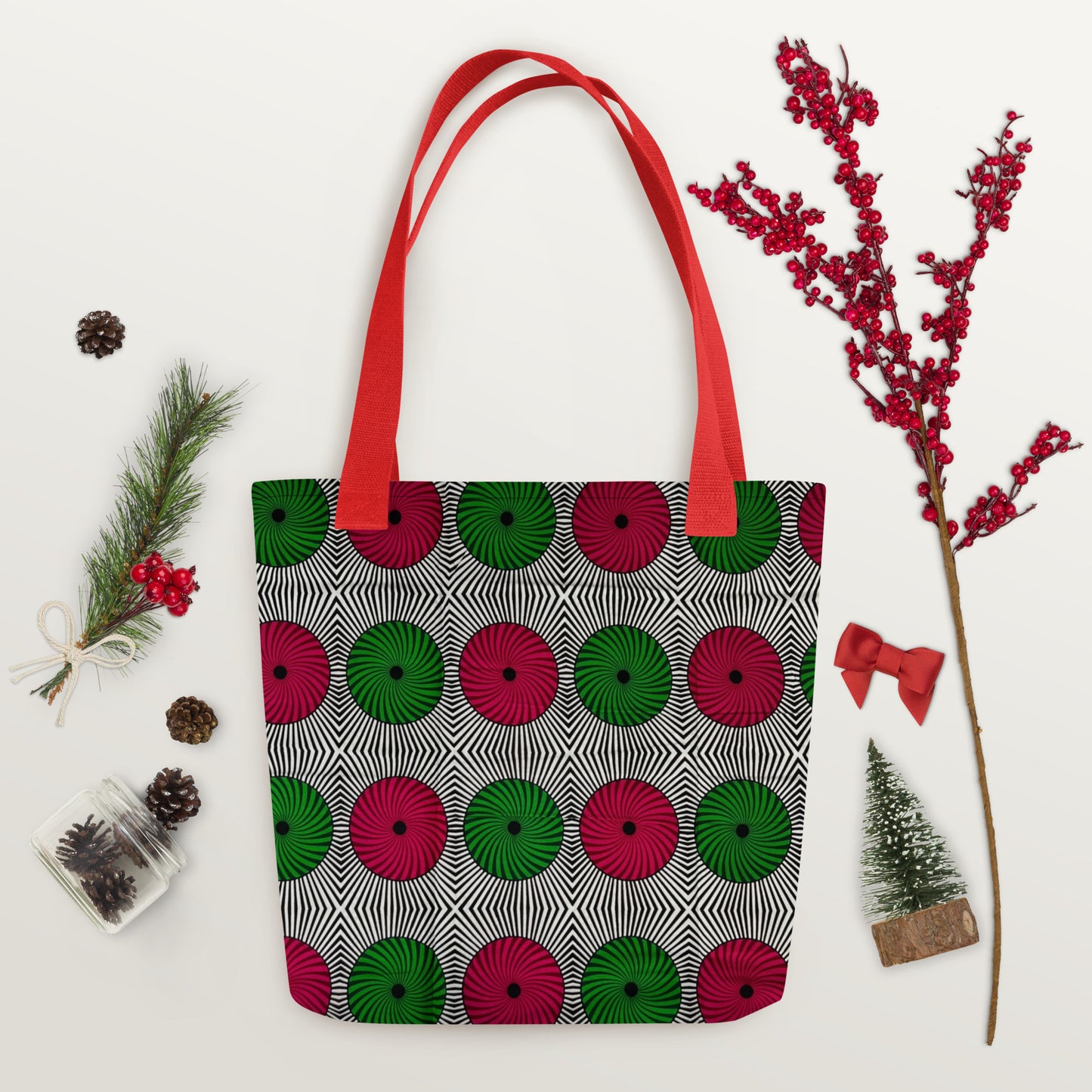 Red Green Circles Tote Bag