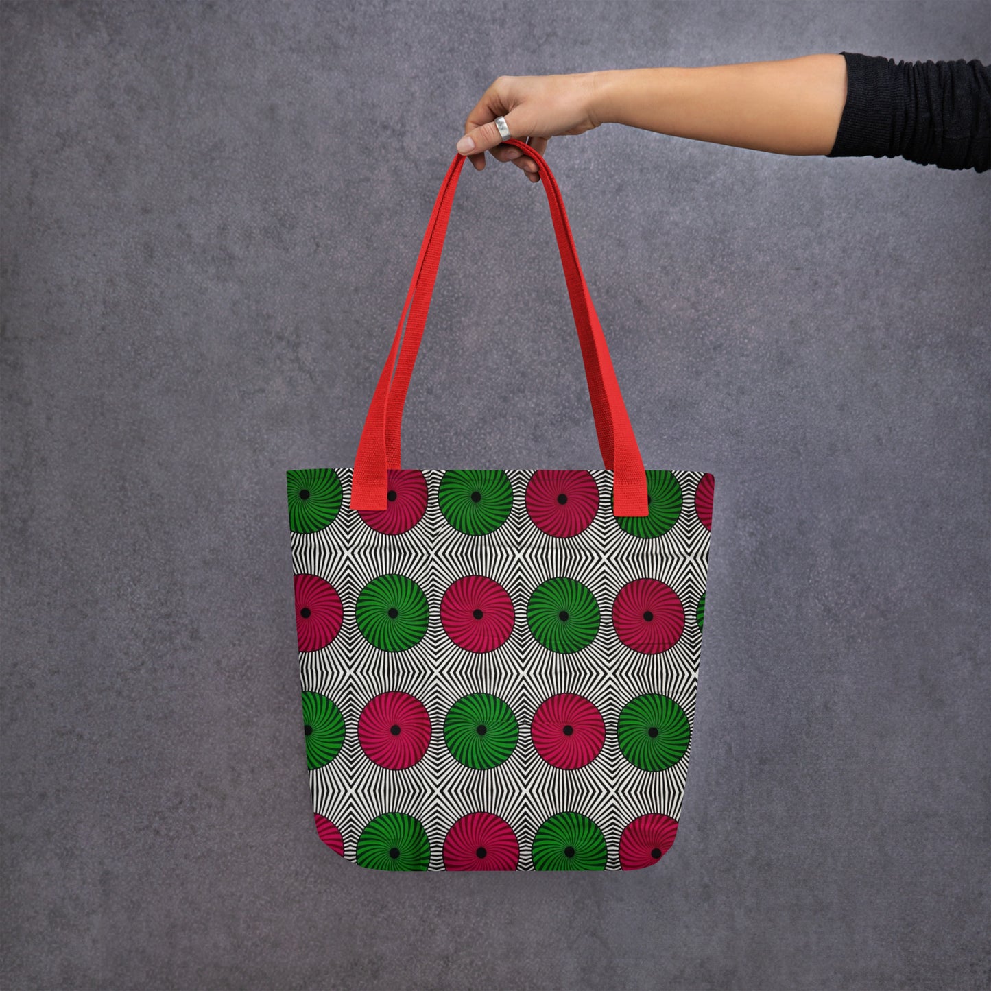 Red Green Circles Tote Bag