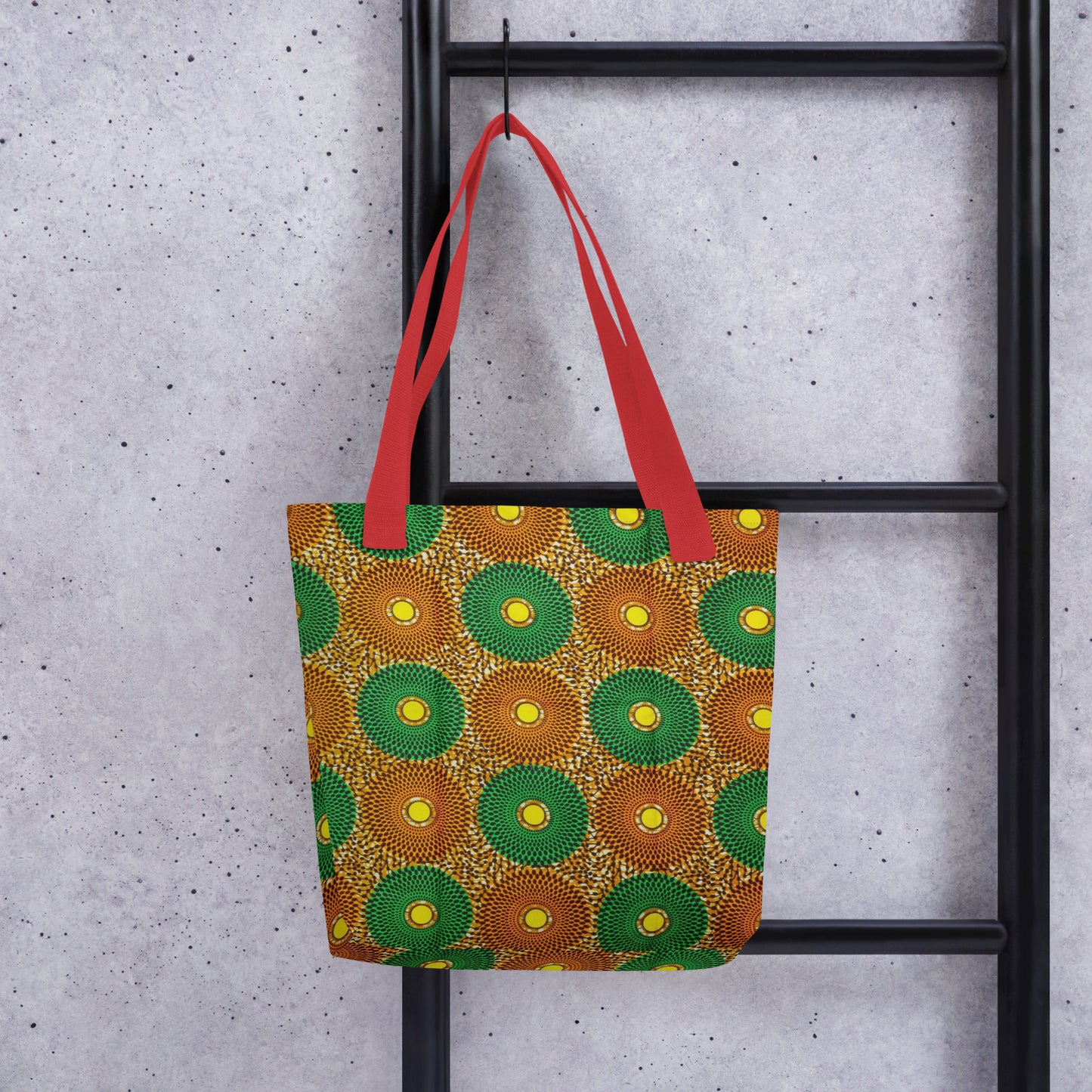 Green Peach Circles Tote Bag