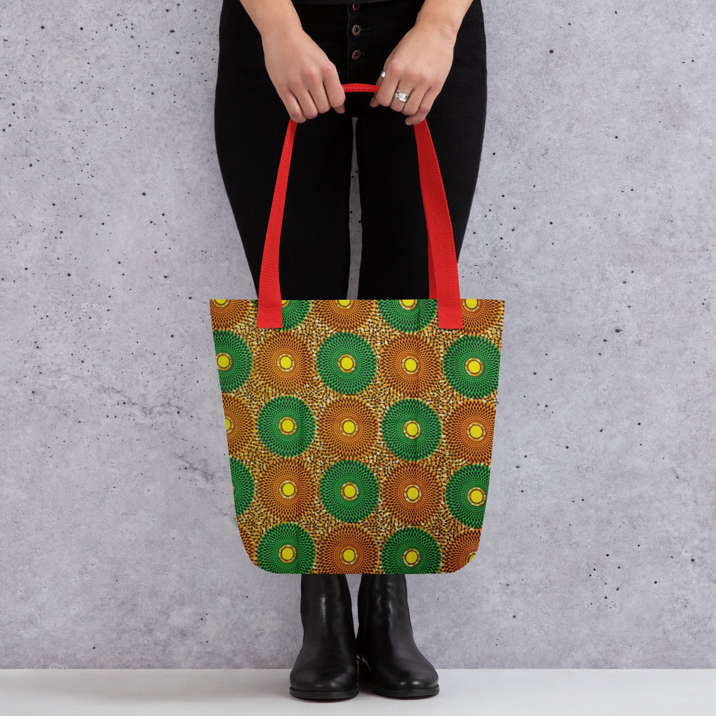 Green Peach Circles Tote Bag