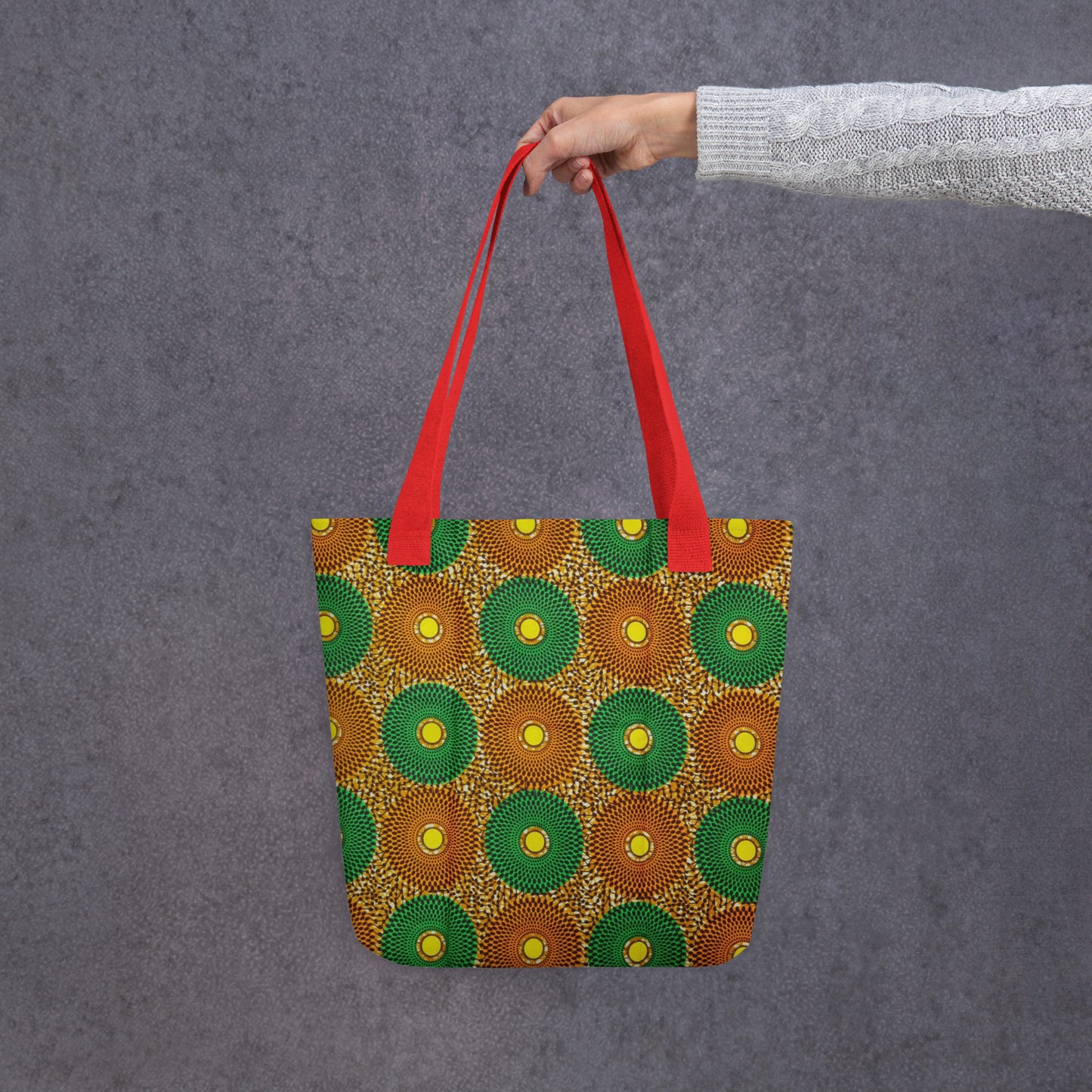 Green Peach Circles Tote Bag