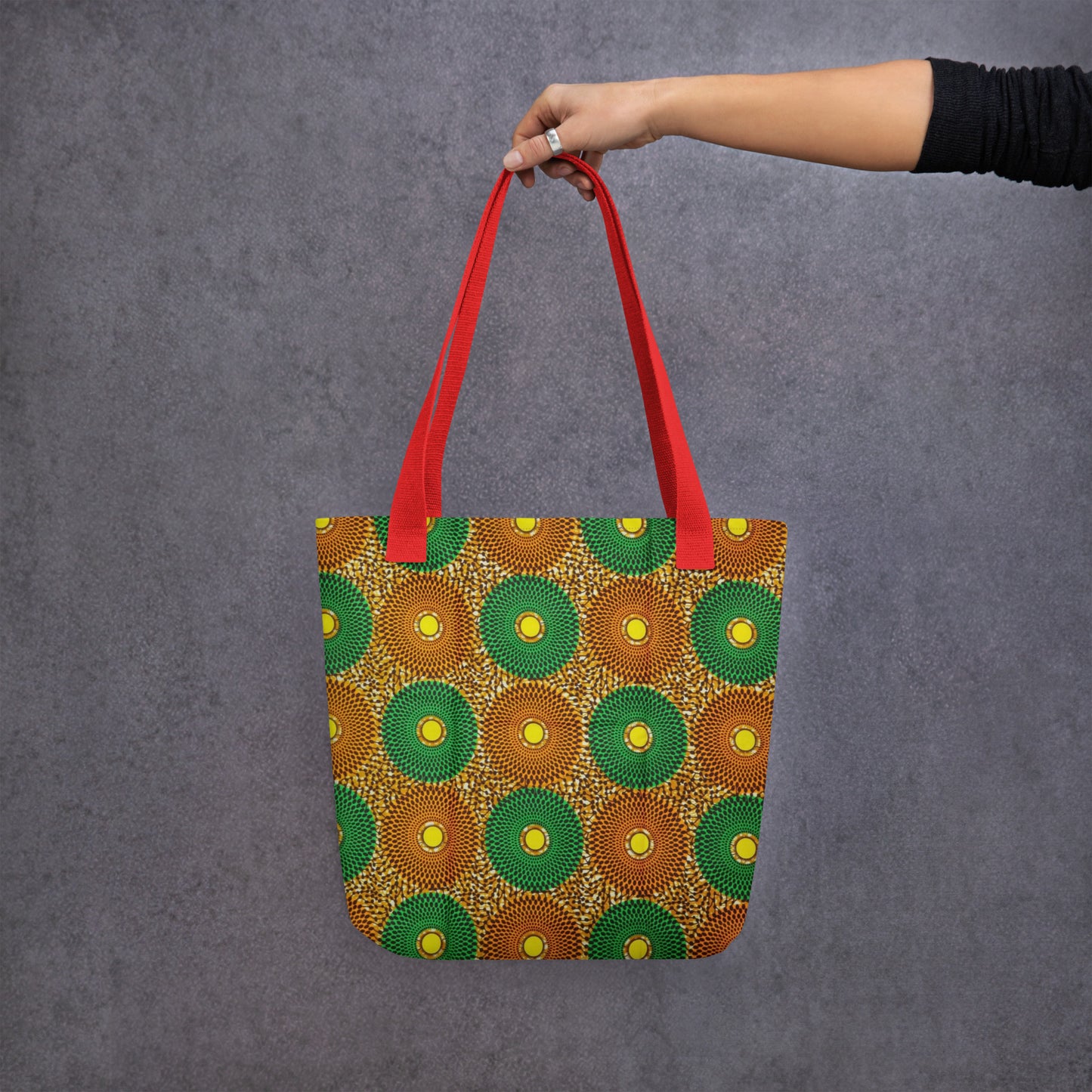 Green Peach Circles Tote Bag