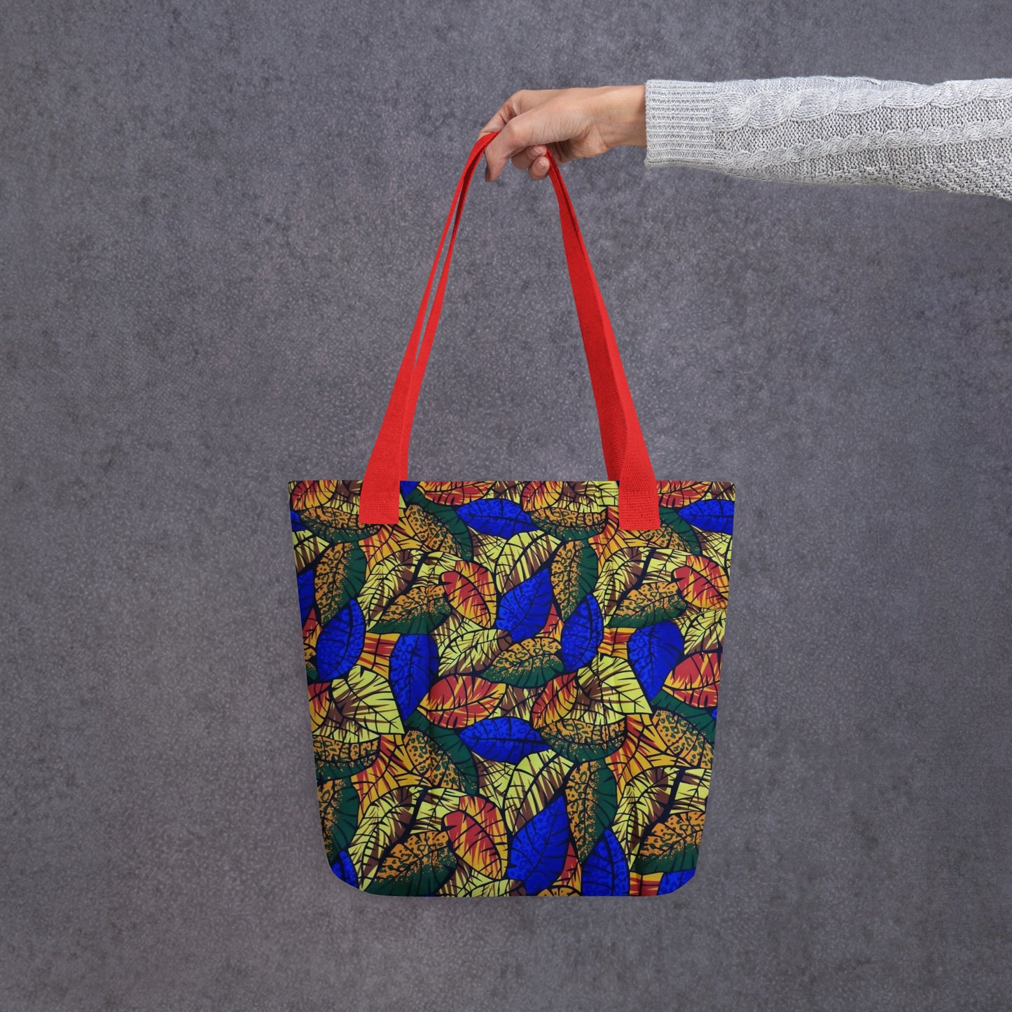 Multicolour Blue Leaf Tote Bag