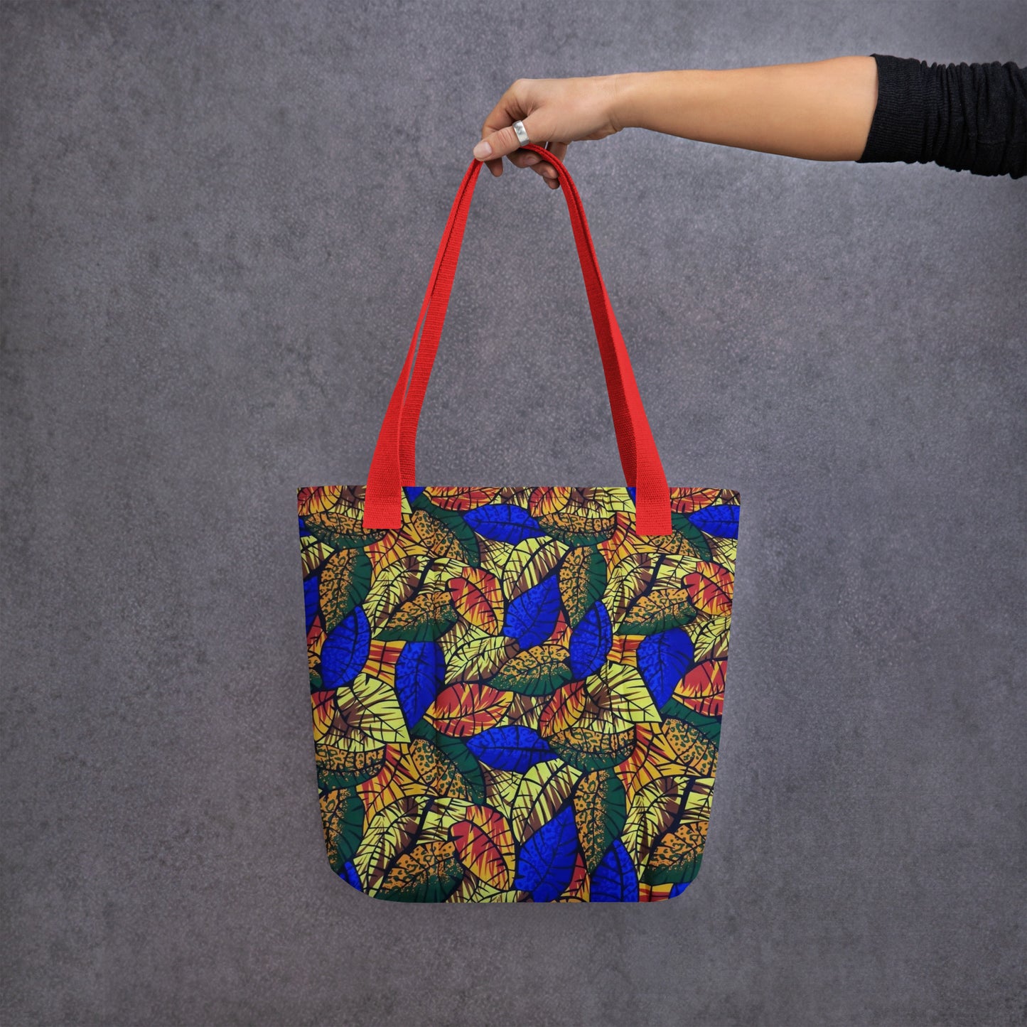 Multicolour Blue Leaf Tote Bag