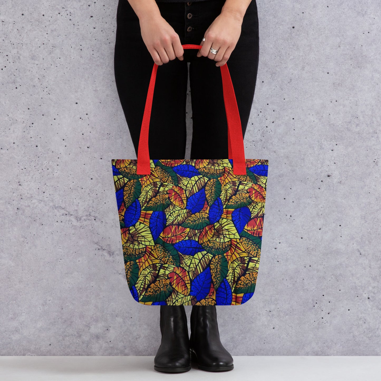 Multicolour Blue Leaf Tote Bag