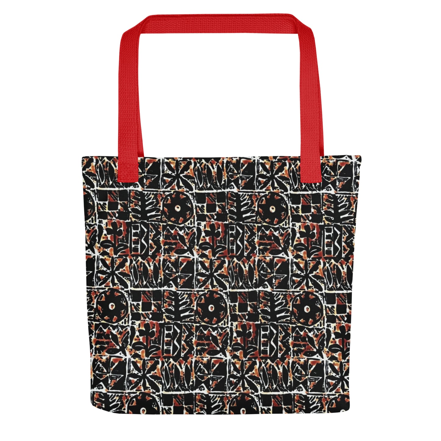 Red Abstract Adire Tote Bag