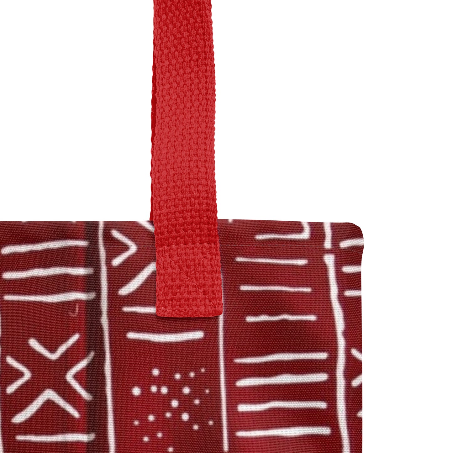 Red & White Print Tote Bag